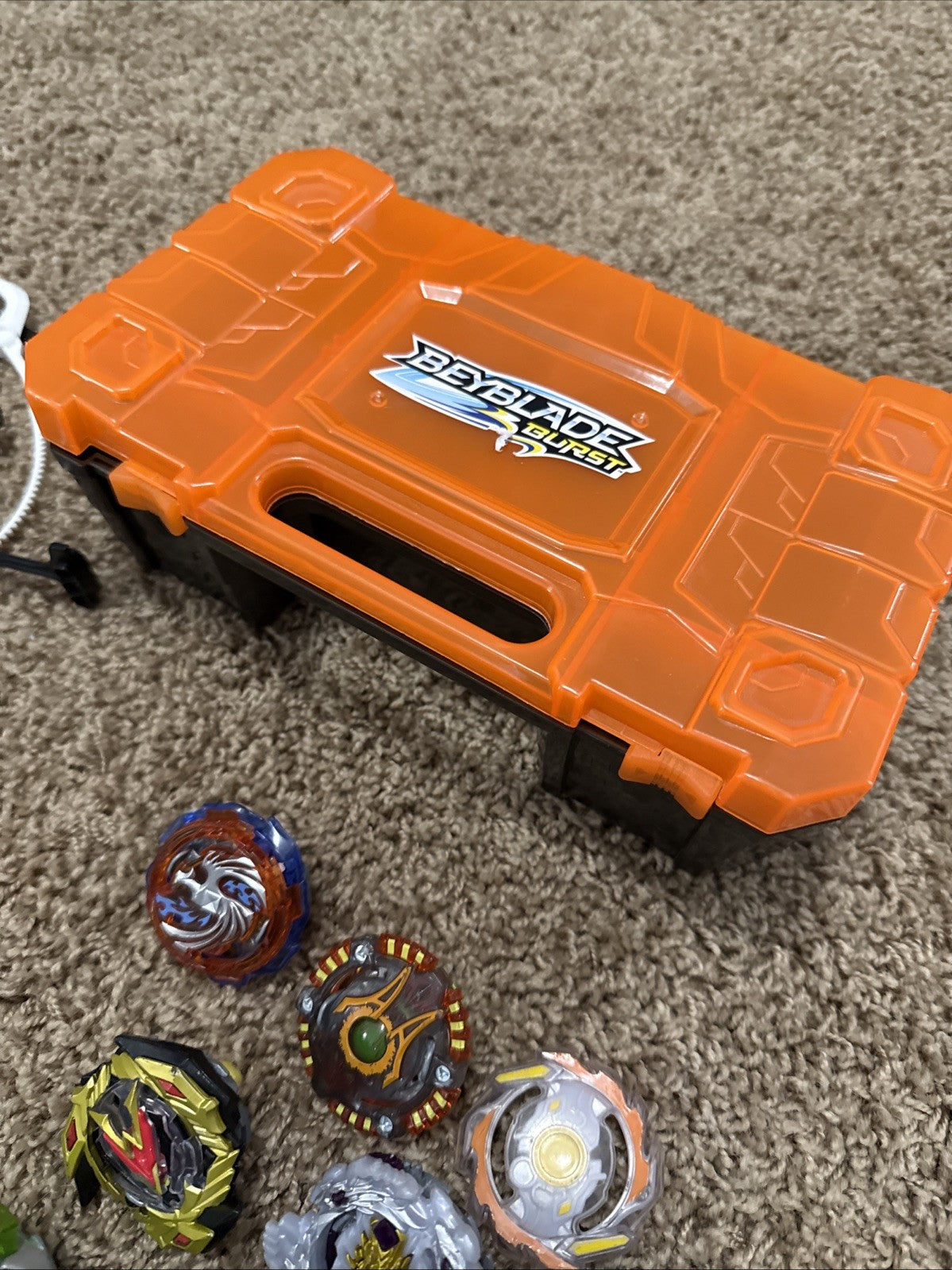 Beyblade Lot 100 Plus Assorted Parts Launchers Stadium Pieces Storage Box
