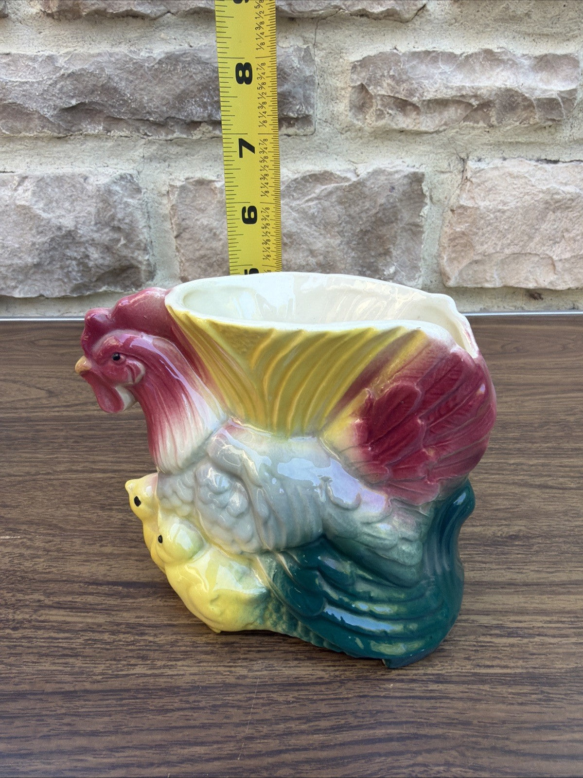 Royal Copley Rooster Hen Chicks Planter Vintage 1950s Ceramic
