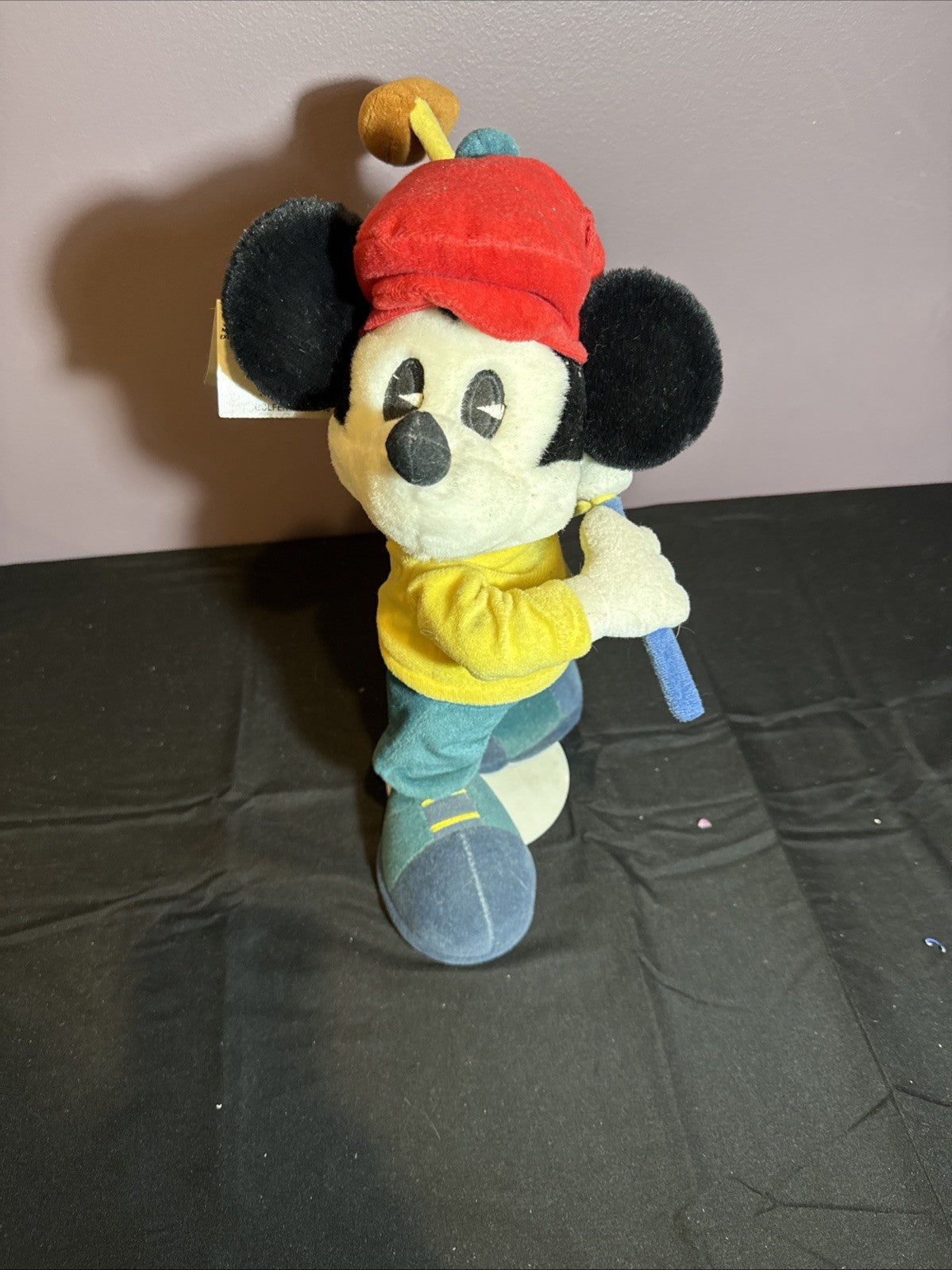 Vintage Mickey Mouse Golfer Plush Standing 1990s Disney won at a 1998 golf event