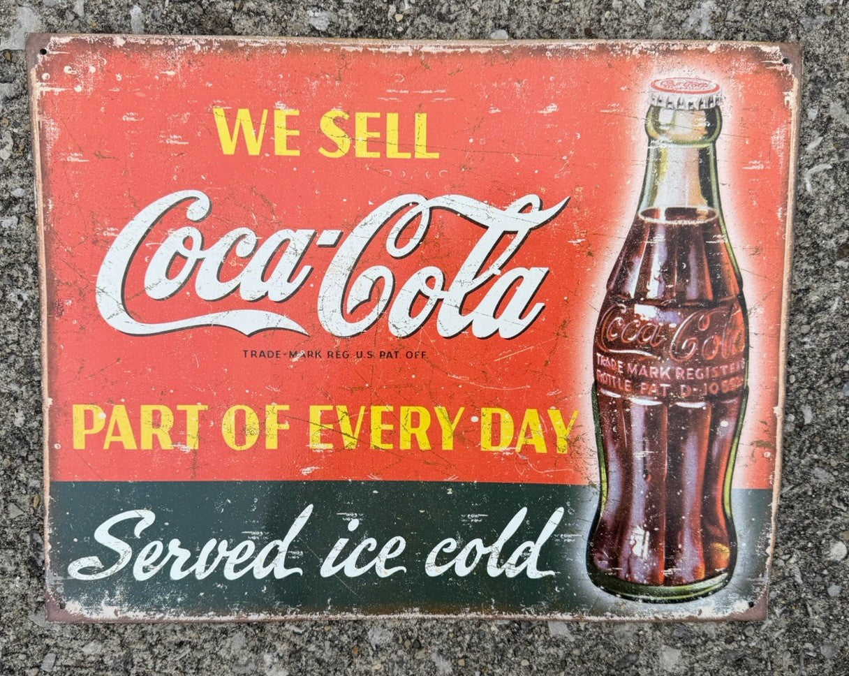 Vintage Coca Cola Reproduction Tin Metal Sign Coke Bottle Advertising Retro