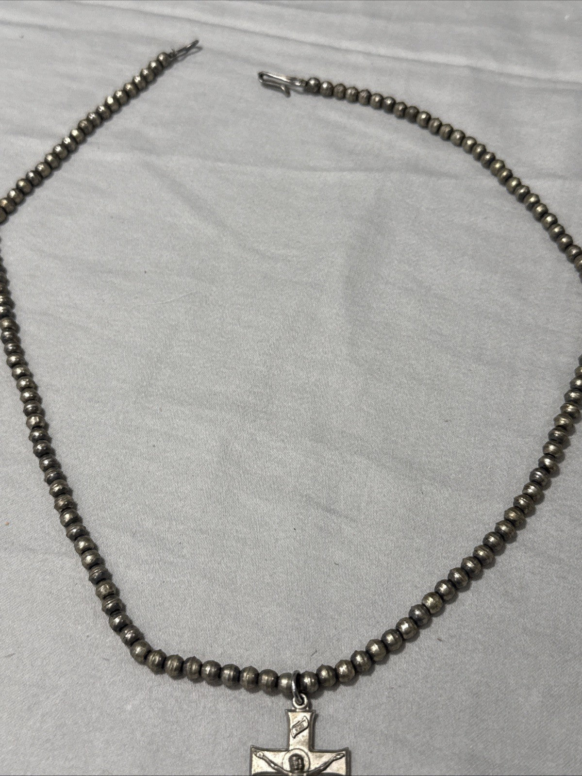 Vintage Crucifix Cross Pendant Necklace Jesus Silver Tone Religious