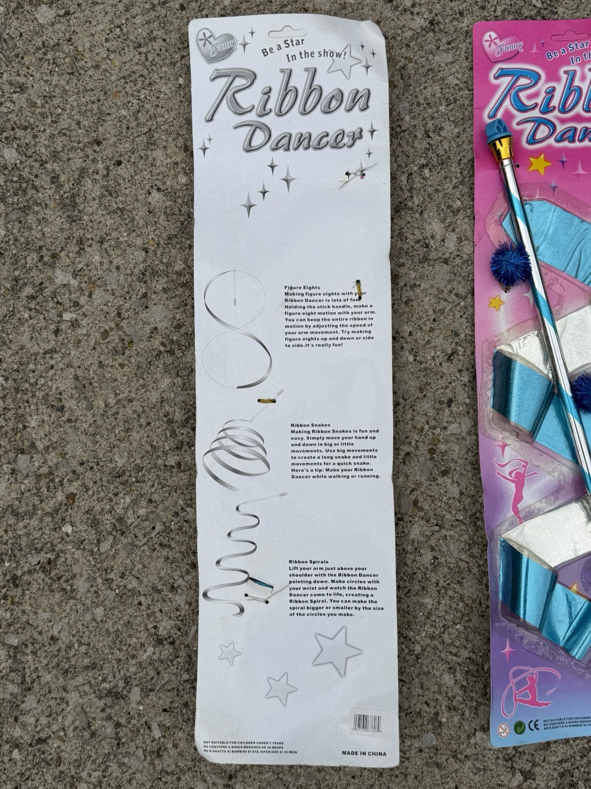 Vintage Ribbon Dancer Gymnastics Wands Lot 3 Blue Silver Metallic New Sealed