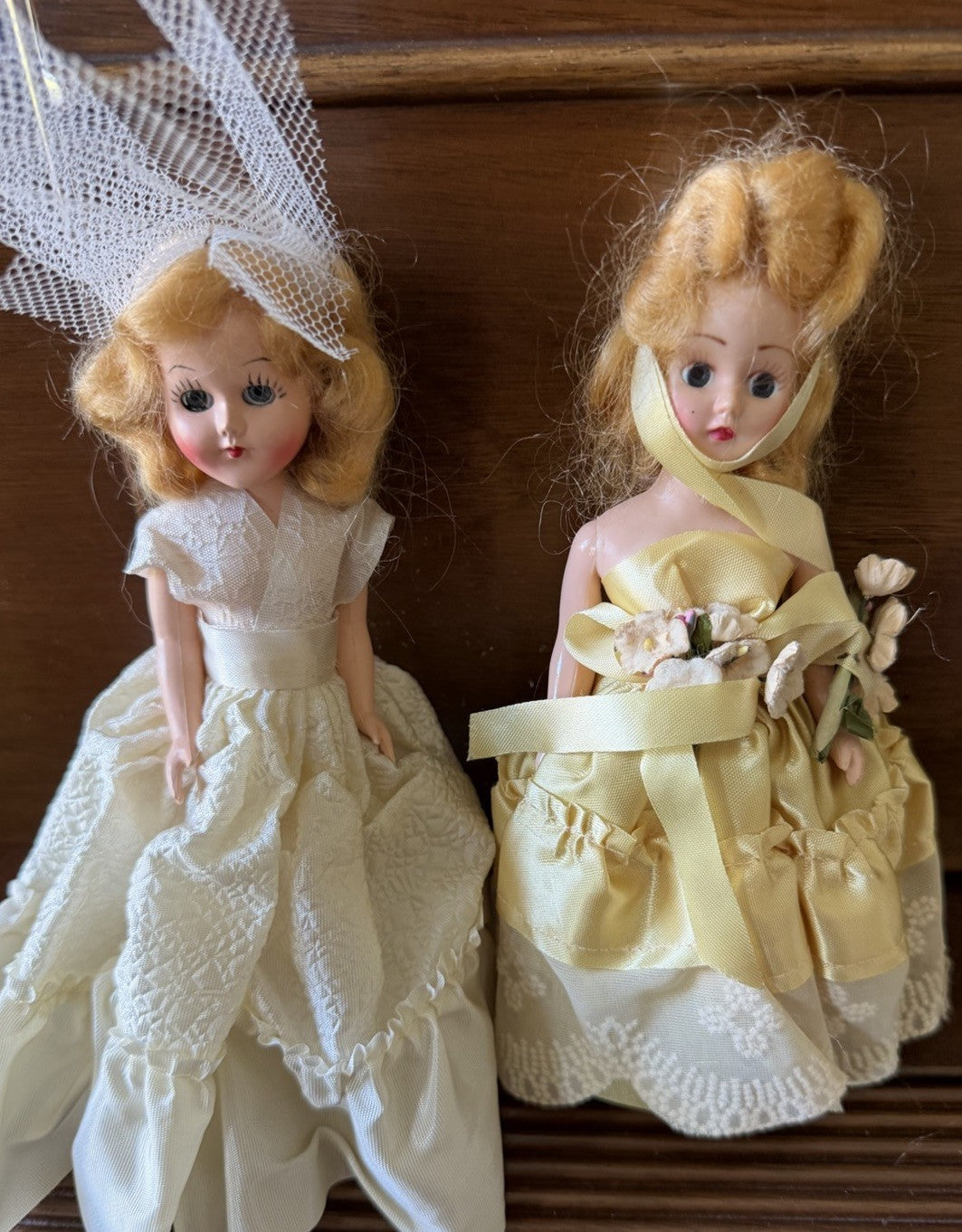 Vintage Sleepy Eye Blonde Fashion Dolls Lot 3 Bride Party Dress Feathers Dolls