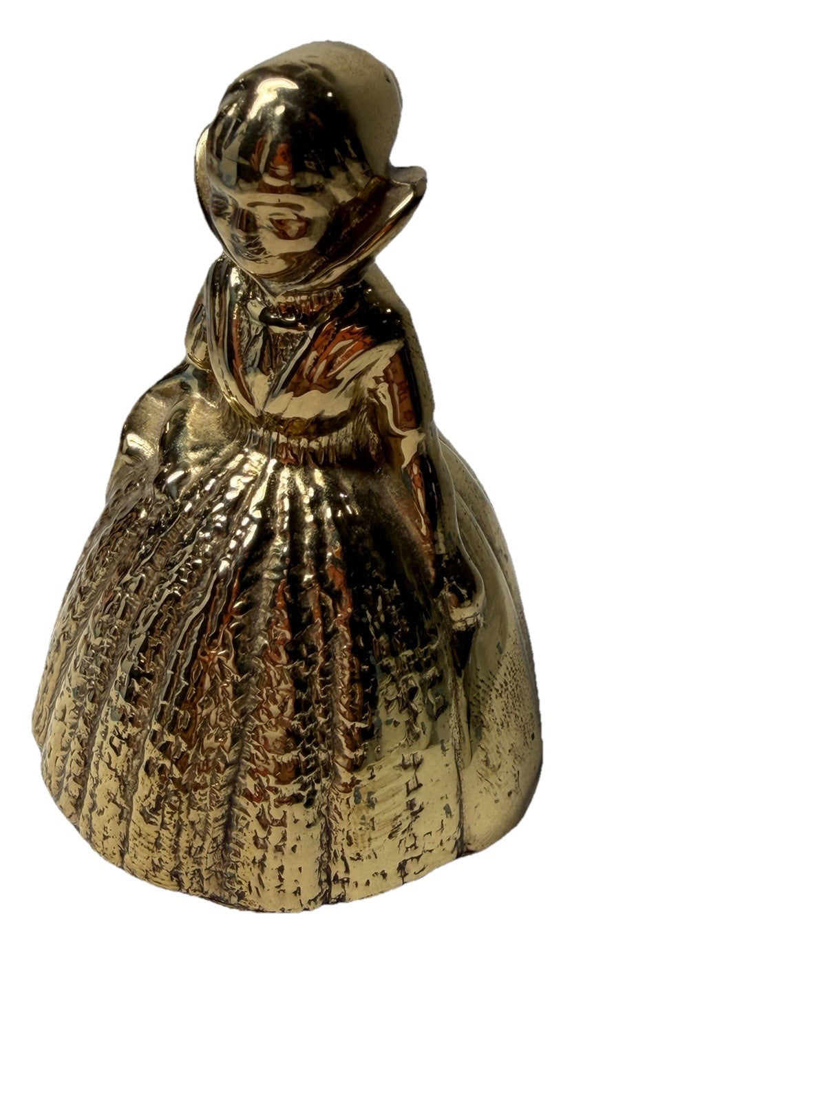Vintage Brass Victorian Lady Dinner Bell 2.5” Working Bell England