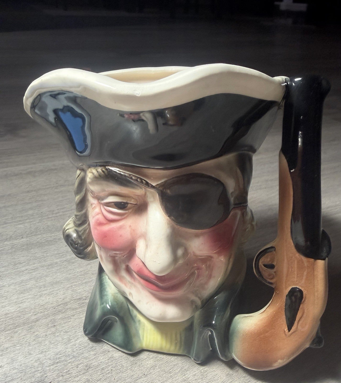 Vintage Pirate Toby Mug Planter Buccaneer Eyepatch Gun Handle Japan 5.5"