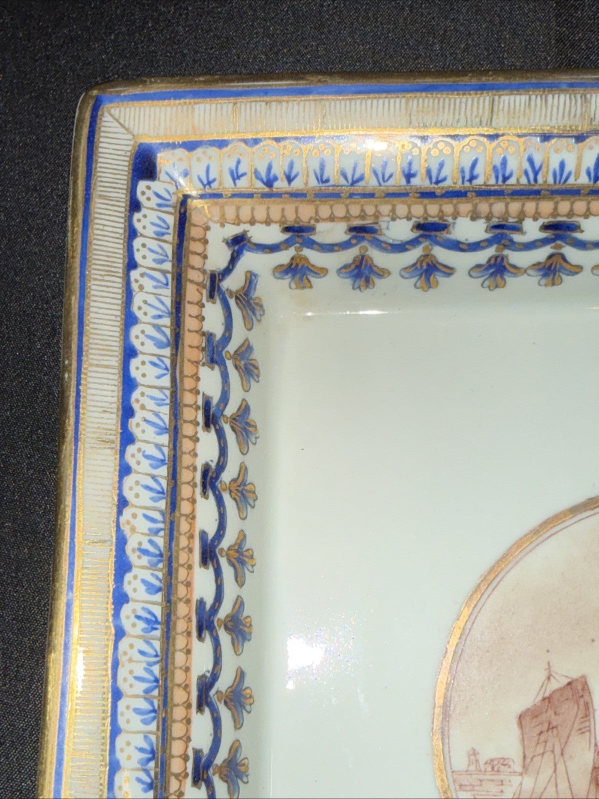 JUMC Vista Alegre Porcelain Set If 2 Hand Painted Square Dishes 7x7, 4x4
