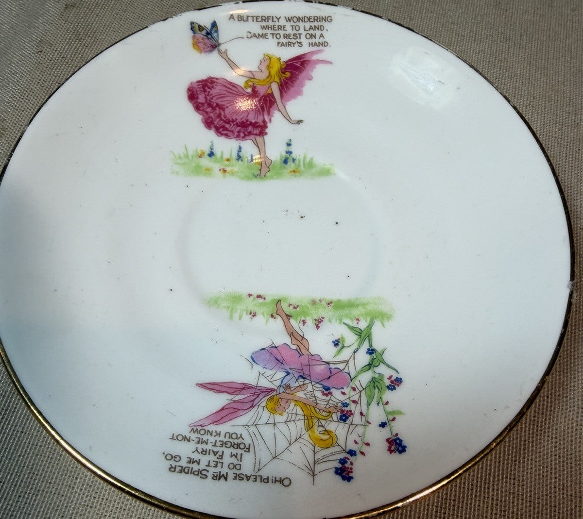 Chelsea Staffs Fairy Teacup Saucer Bone China Floral Tea Set Made in England