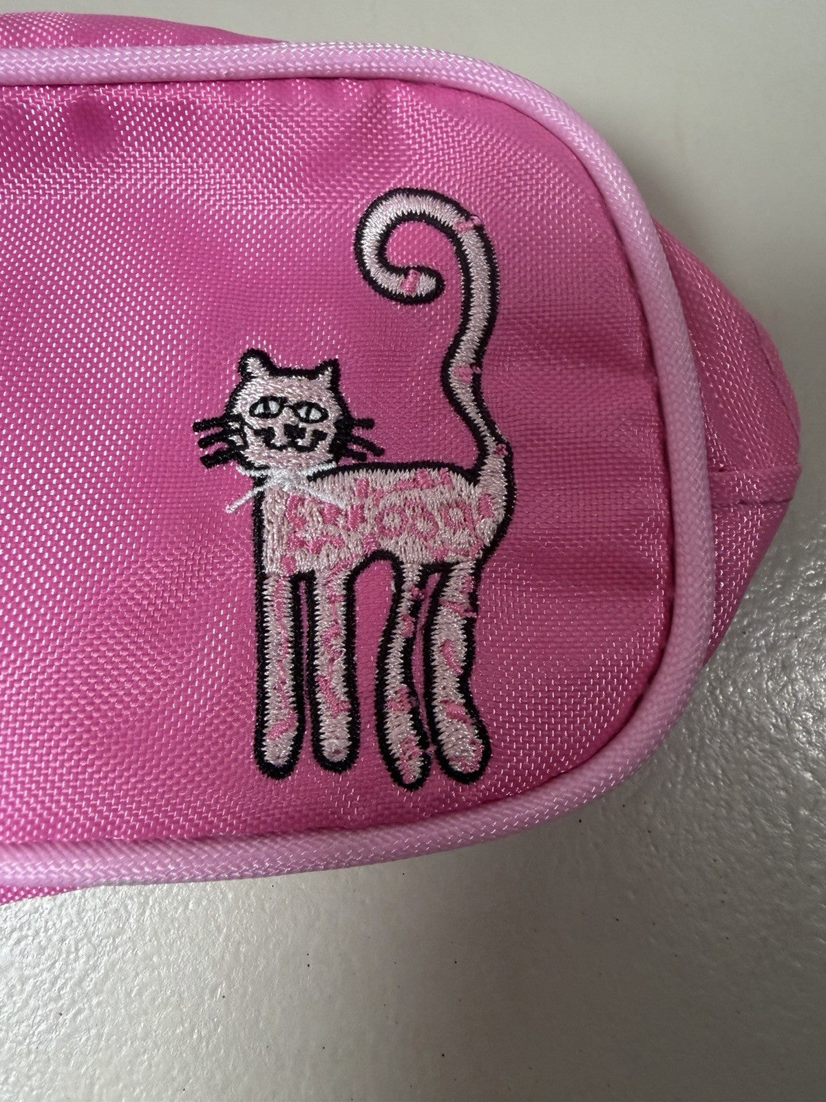 NWT Lillian Vernon Pink Leopard Cats Pencil Case Cosmetic Bag Lot of 2 Zip Pouch