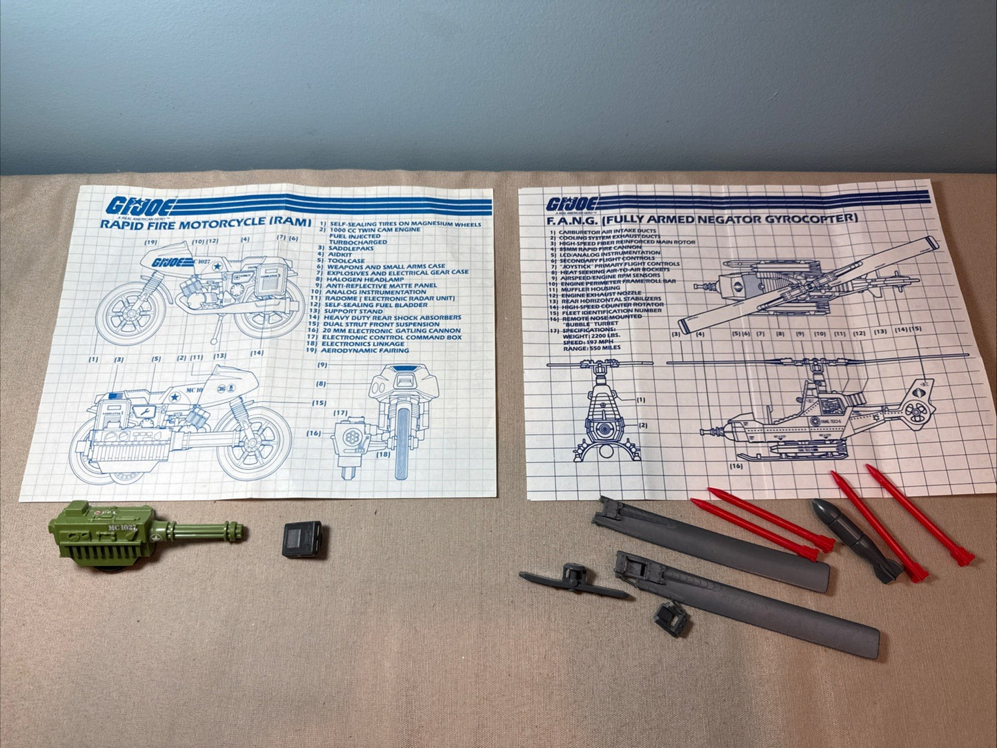 Vintage GI Joe Blueprint Lot RAM & FANG Vehicle Parts Instructions ARAH