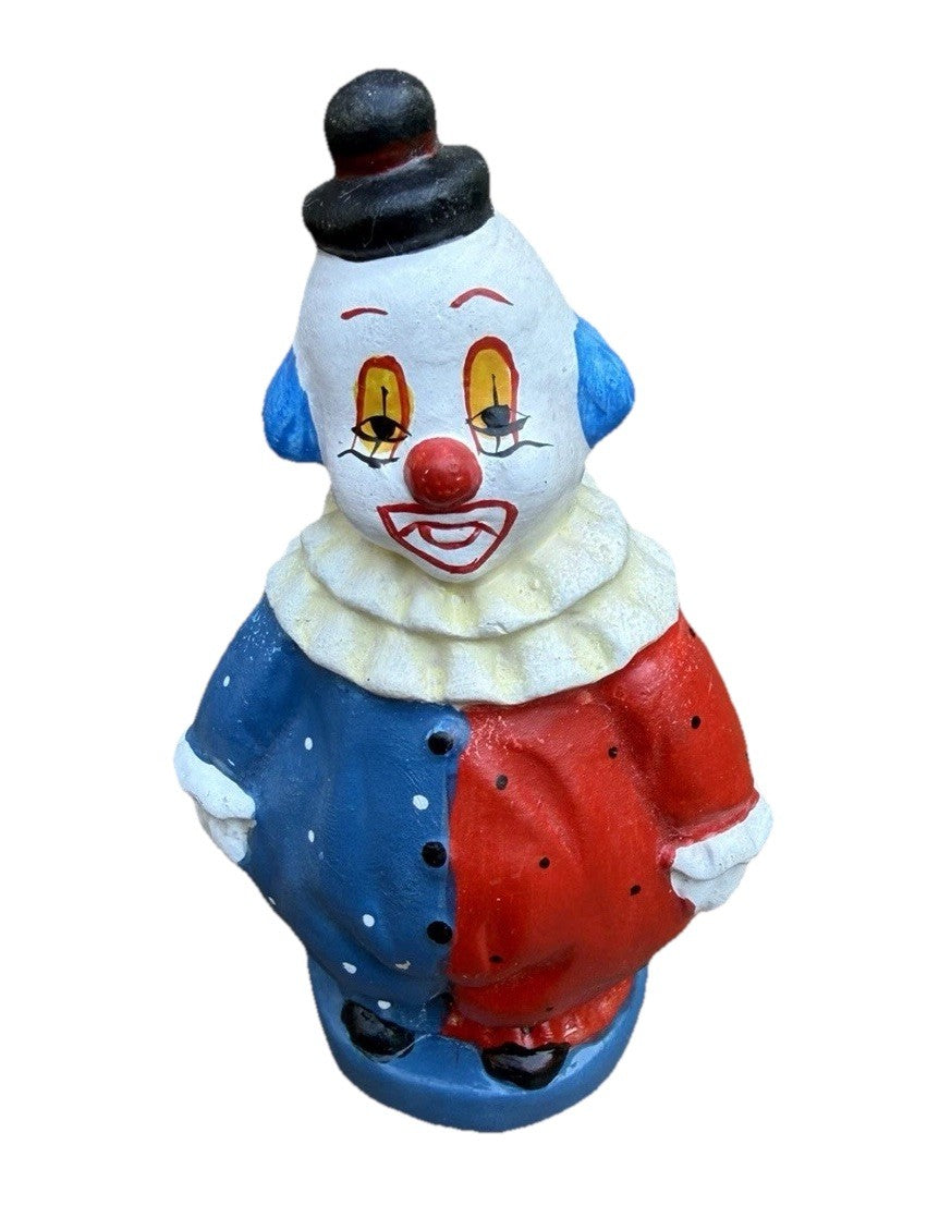 Vintage Chalkware Clown Figurine Hand Painted Plaster Carnival Prize Circus