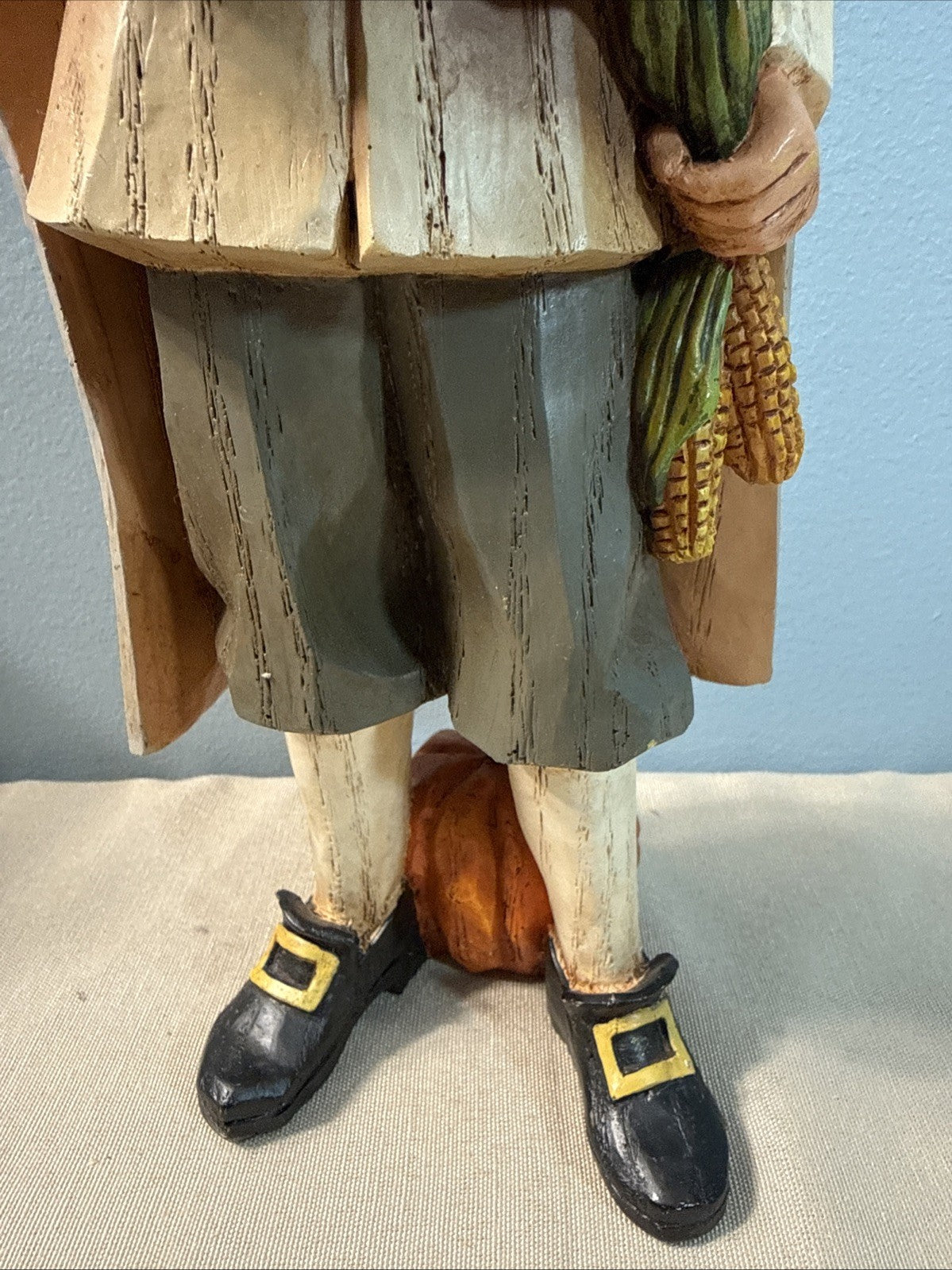 The Cracker Box Seasons Pilgrim Figurine Hand Painted Wood 13" Thanksgiving