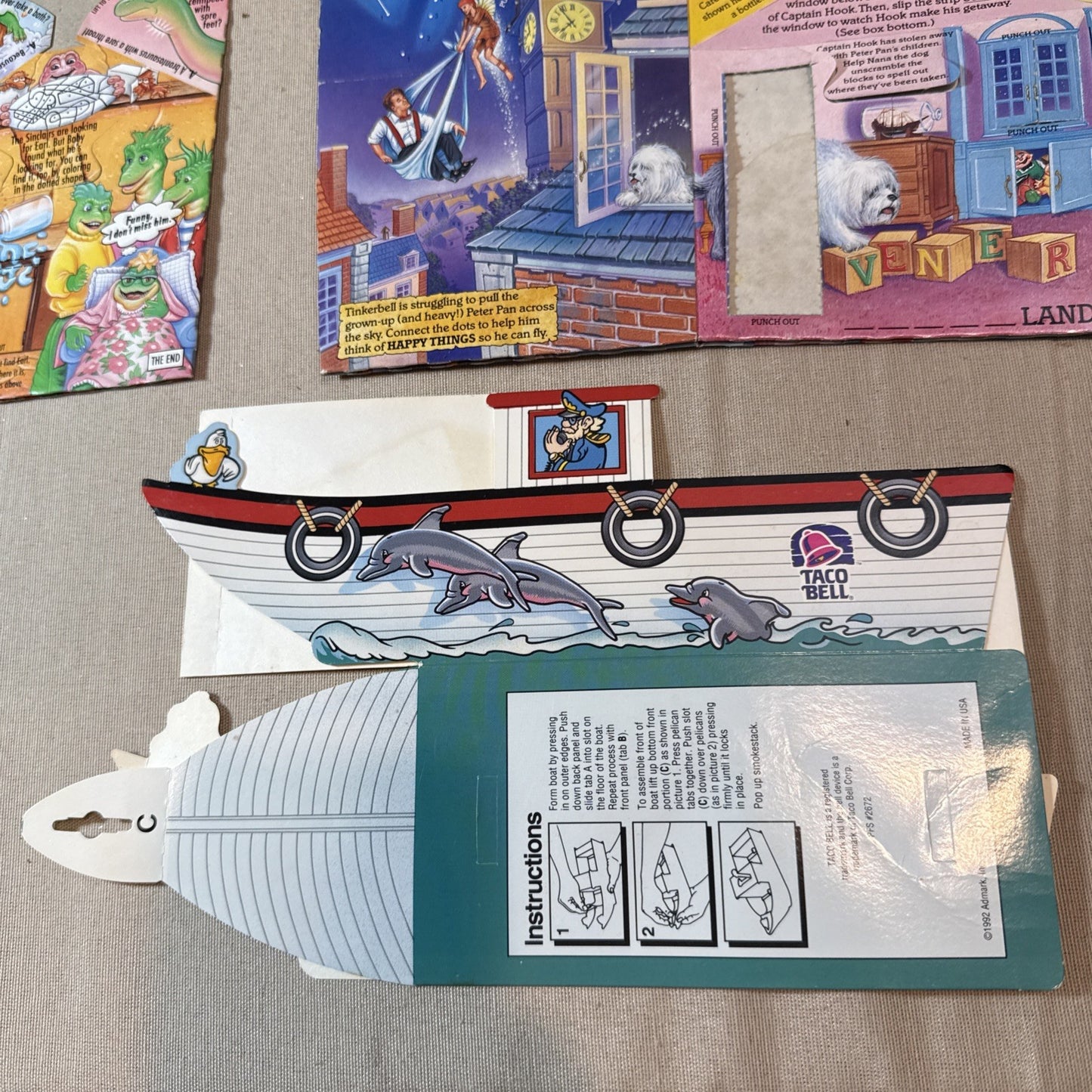 Vintage McDonalds Taco Bell Kids Meal Box Lot 10 Barbie Ariel Shaq Looney Toons