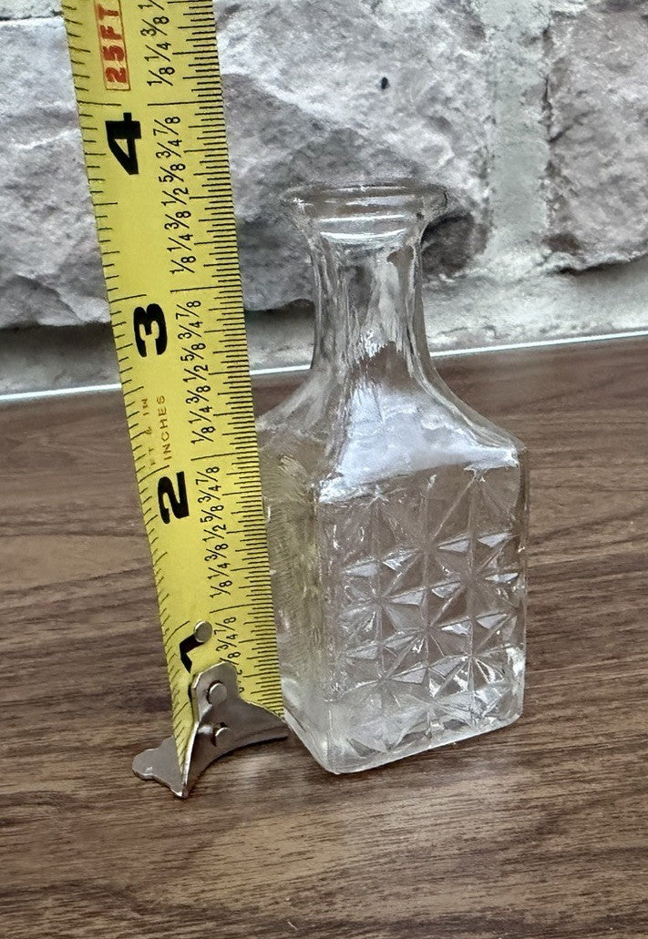 Vintage Czechoslovakian Diamond Quilted Glass Decanter Bottle