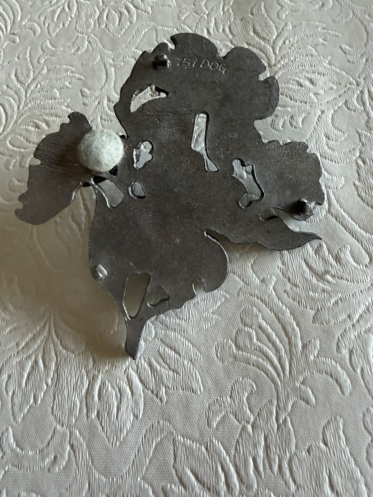 Metzke Pewter 1977 Bird on Dogwood Flowers Figurine Signed #751 Vintage Plaque