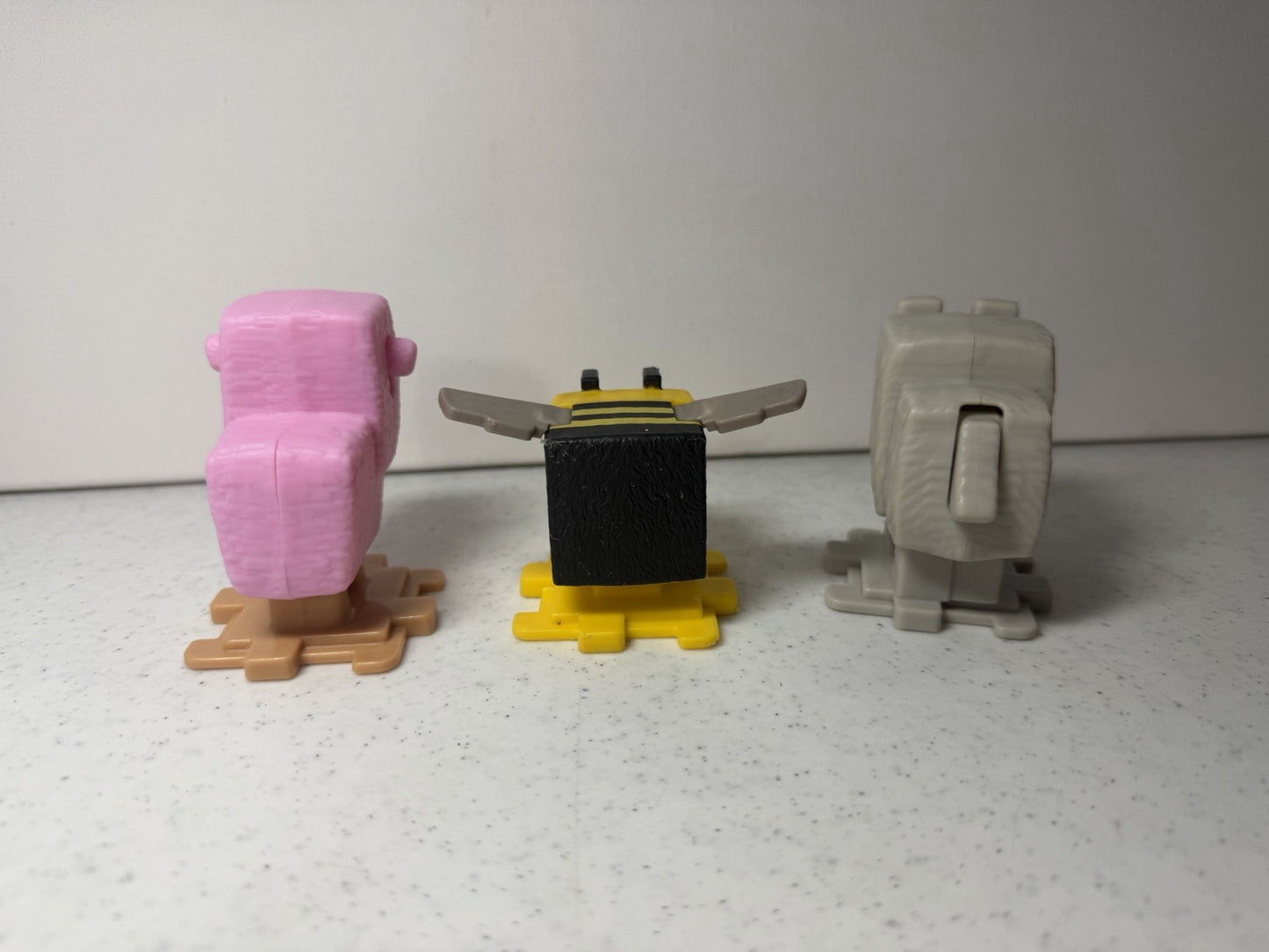 McDonalds Minecraft Movie Happy Meal Toy Lot Pink Sheep Bee Dennis Wolf 3pc