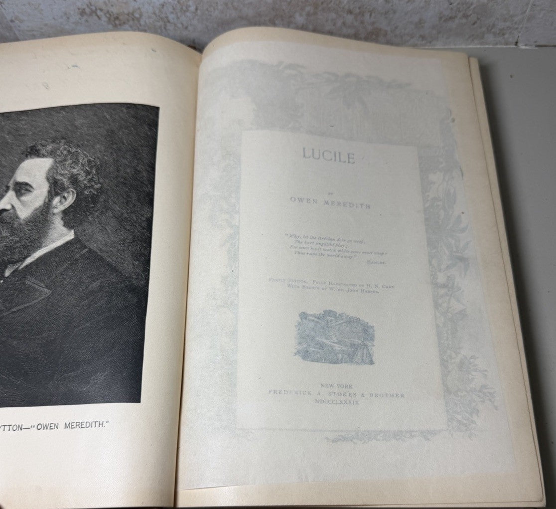 Antique 1889 Lucile Owen Meredith Illustrated Hardcover Poetry Book Stokes