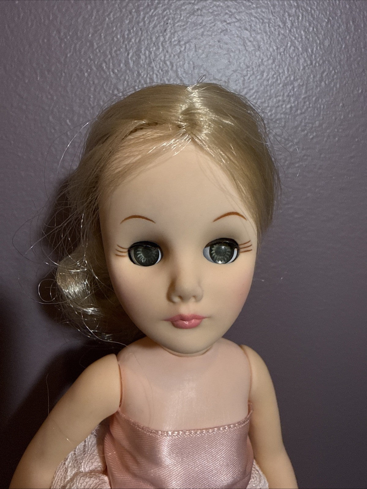 Vintage 1984 Effanbee Doll Blonde Blue Eyes Pink Dress 11 Inch bows