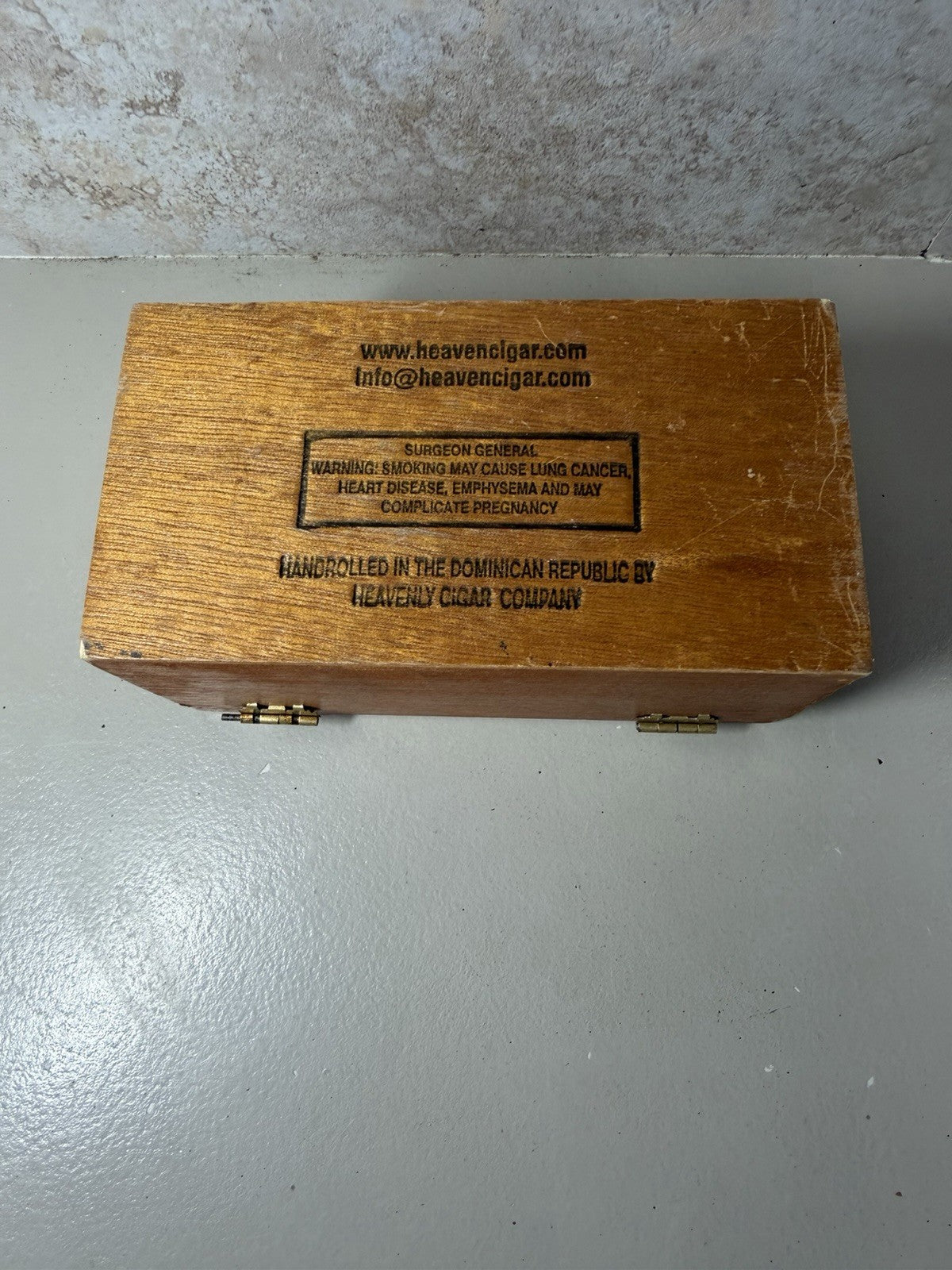 Heaven Like No Taste on Earth Cognac Petite Empty Wood Cigar Box Vintage