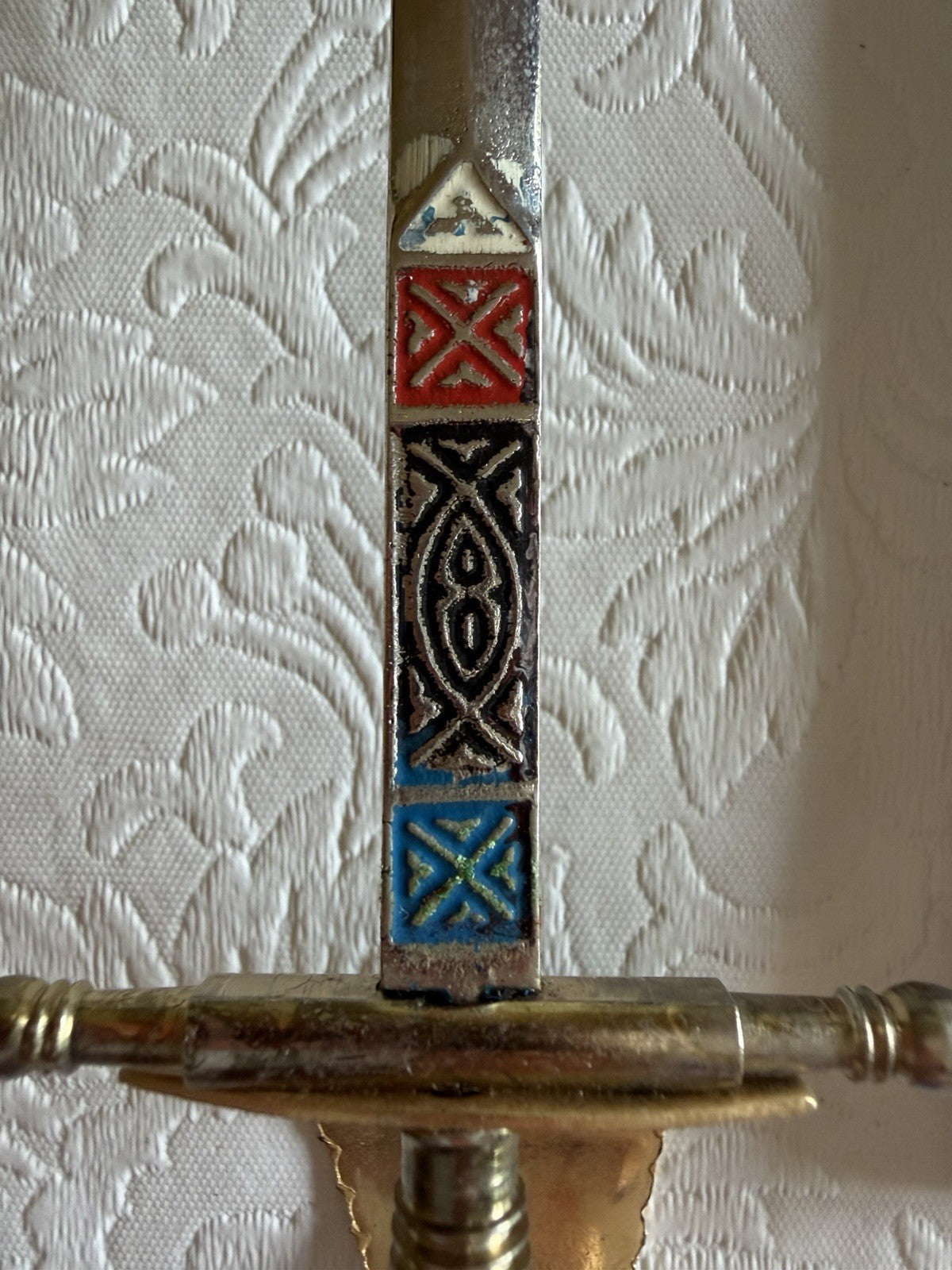 Vintage Spanish Toledo Miniature Sword Letter Opener Scabbard Enamel Spain
