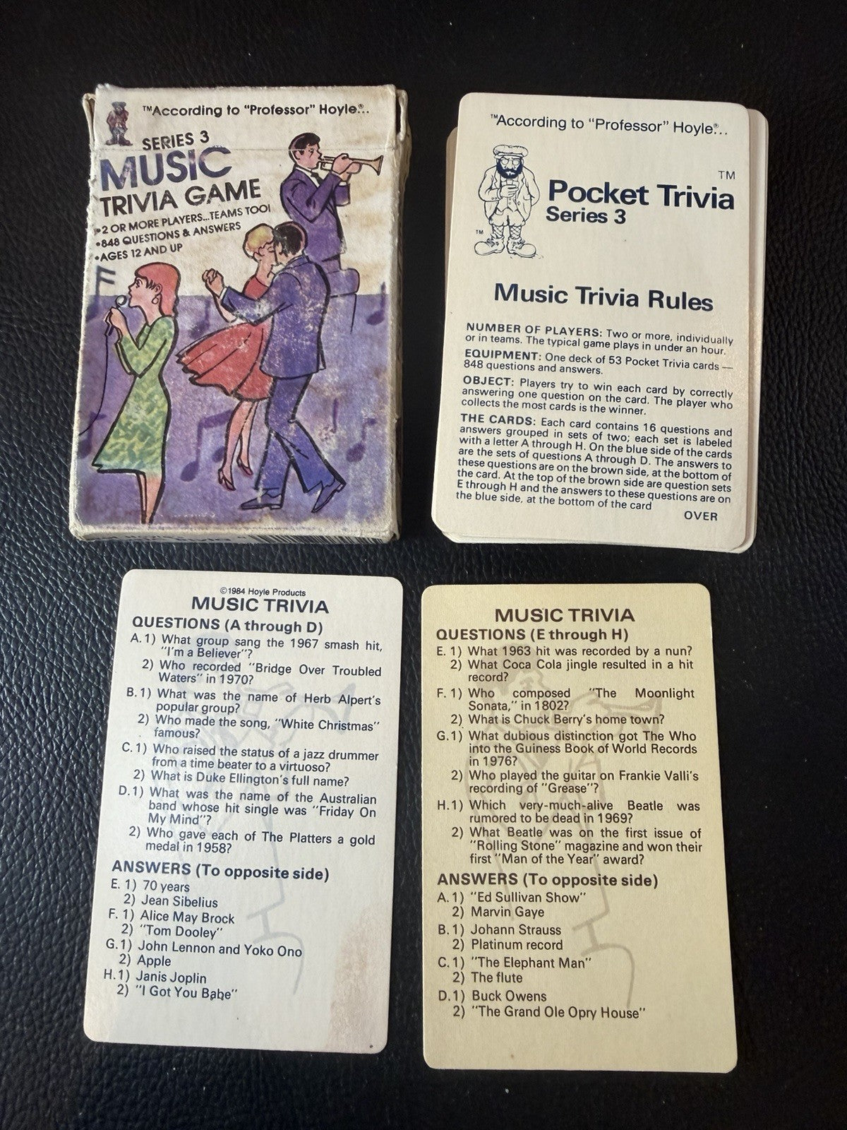 Vintage 1984 Hoyle Pocket Trivia Music Series 3 World Series 4 Card Games Lot 2
