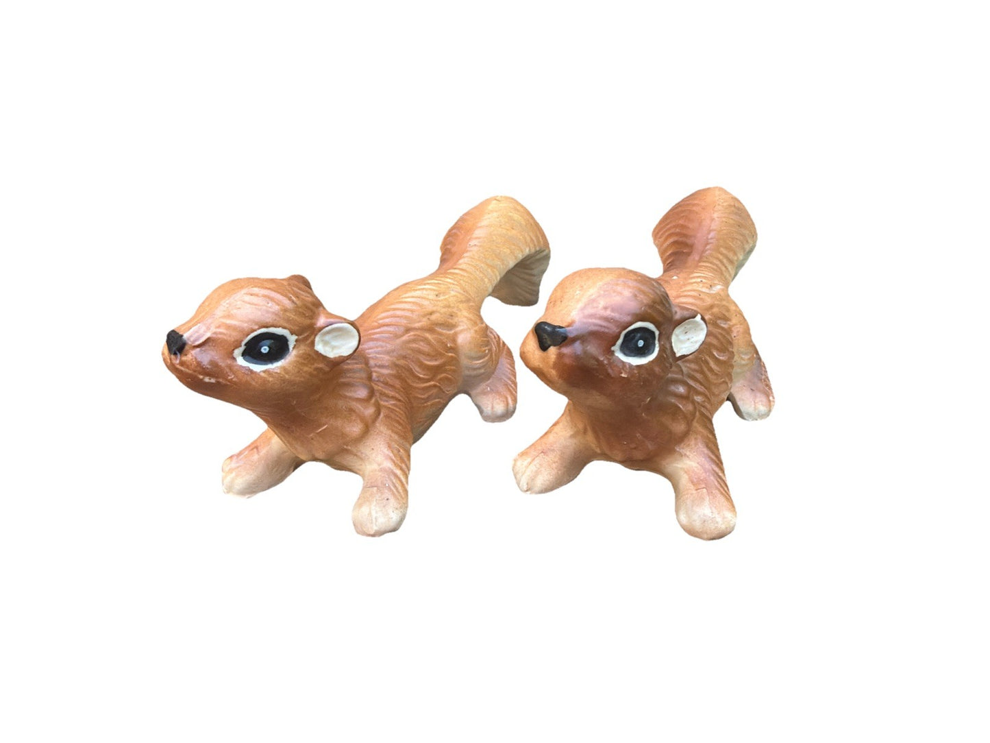Vintage Ceramic Squirrel Wall Climber Figurines Hand Painted Pair