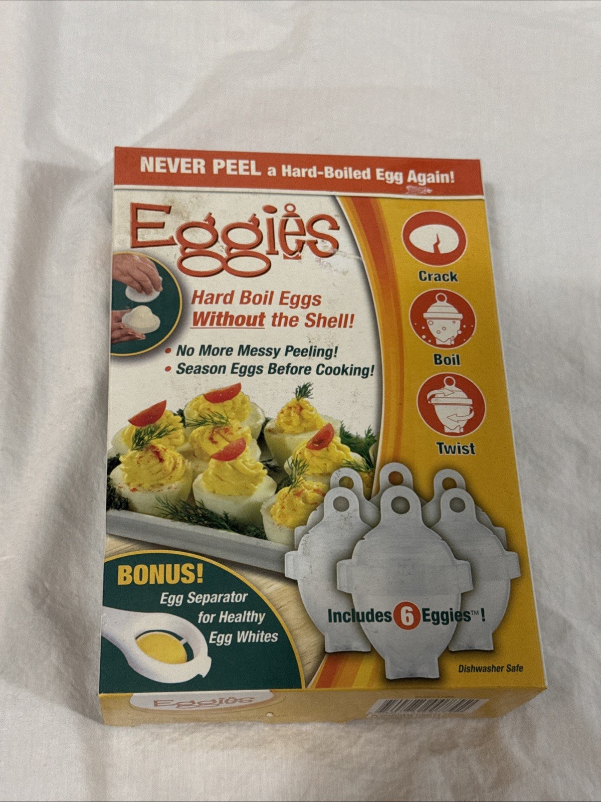 EGGIES Hard Boiled Egg Maker Crack Boil Twist No Peeling As Seen On TV