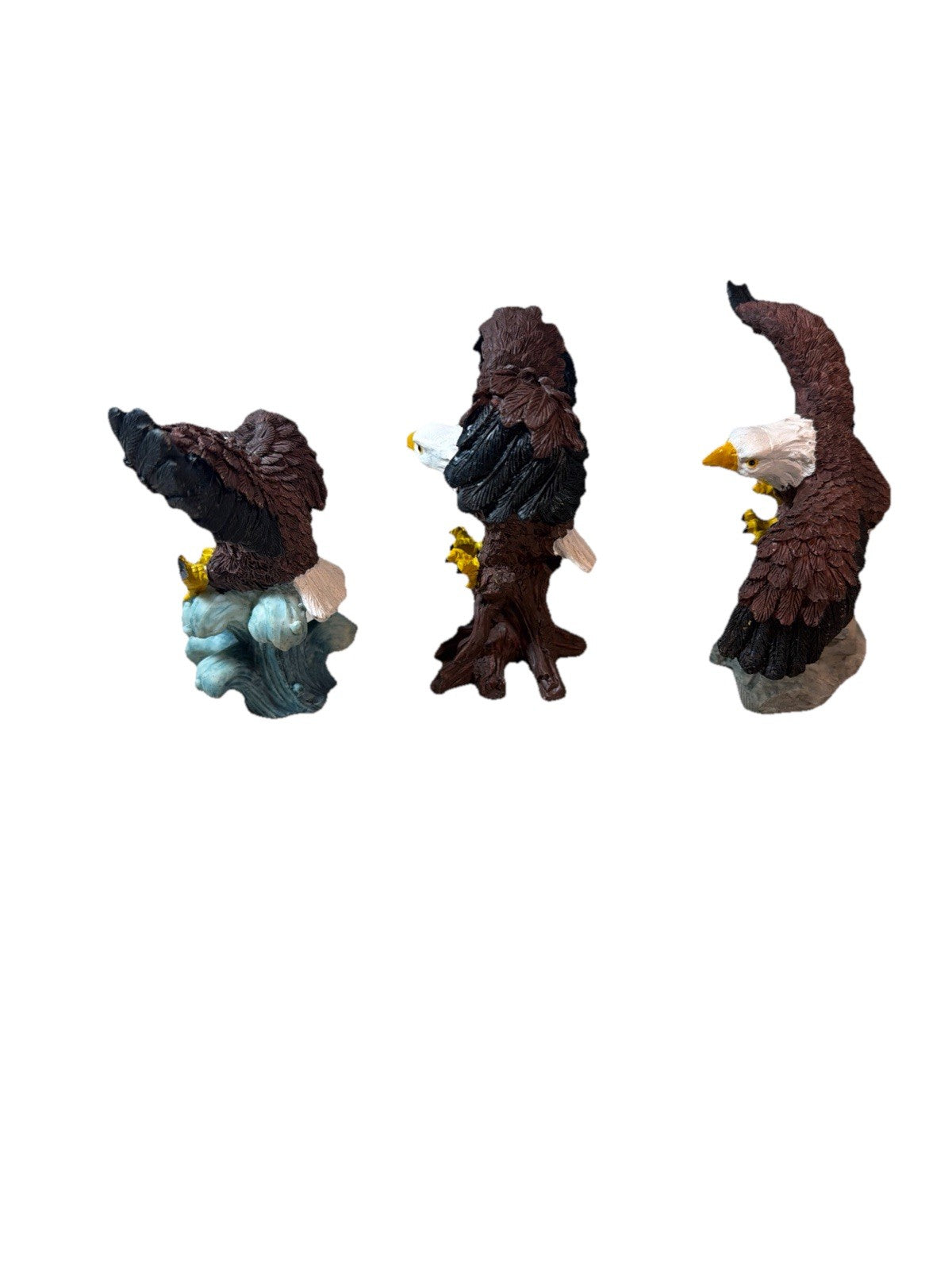 Vintage Resin Bald Eagle Lot of 3 Sitco Eagles 4" Discontinued