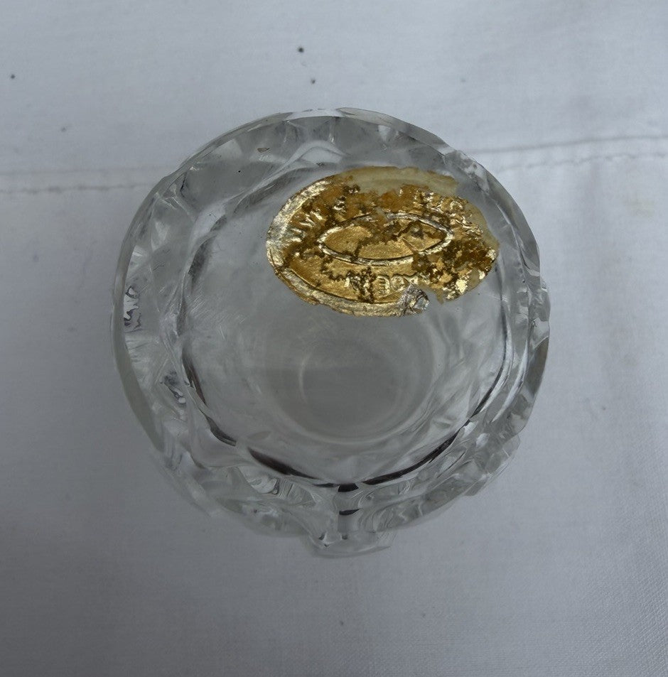Vintage Mini Lead Crystal Cut Glass Salt Pepper Shakers Lot of 4 Metal Lids