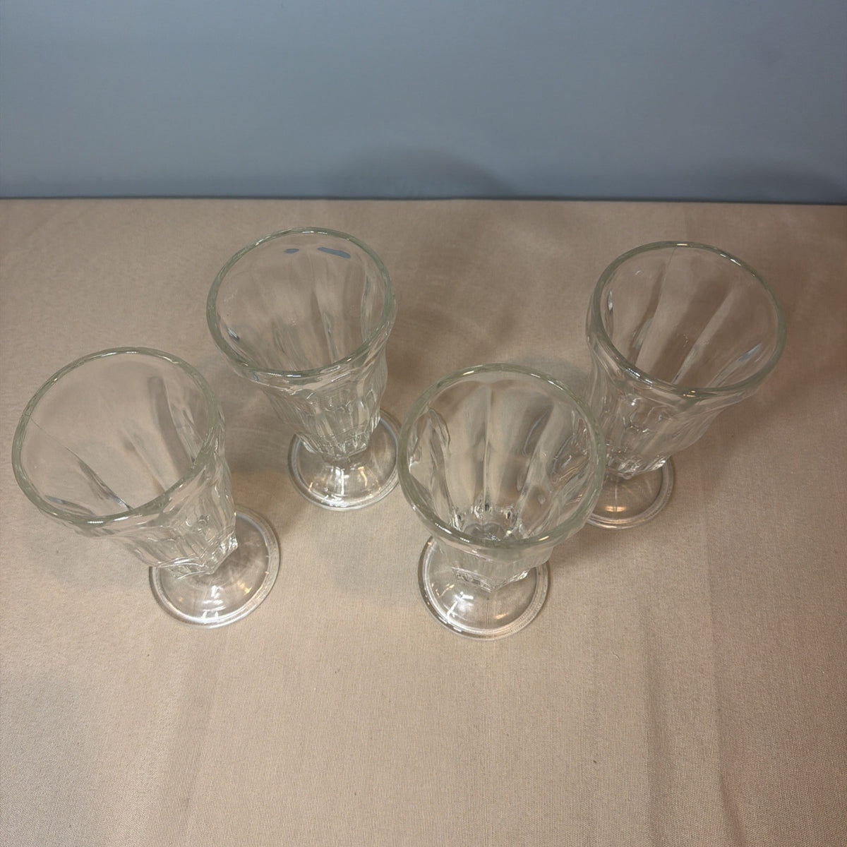 Vintage Milkshake Sundae Glasses Set of 4 Footed Ice Cream Soda Fountain Parfait