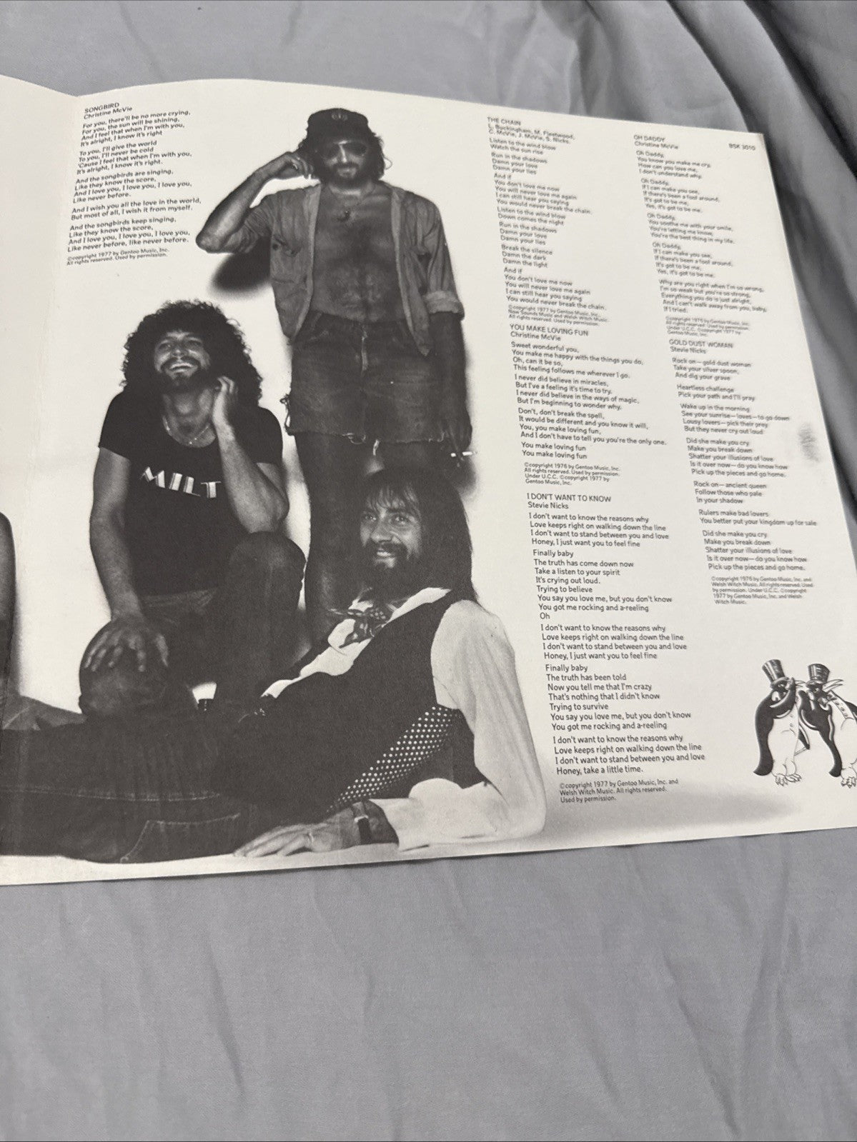 Fleetwood Mac Rumours Vinyl LP Insert Warner Bros BSK 3010 Go Your Own Way
