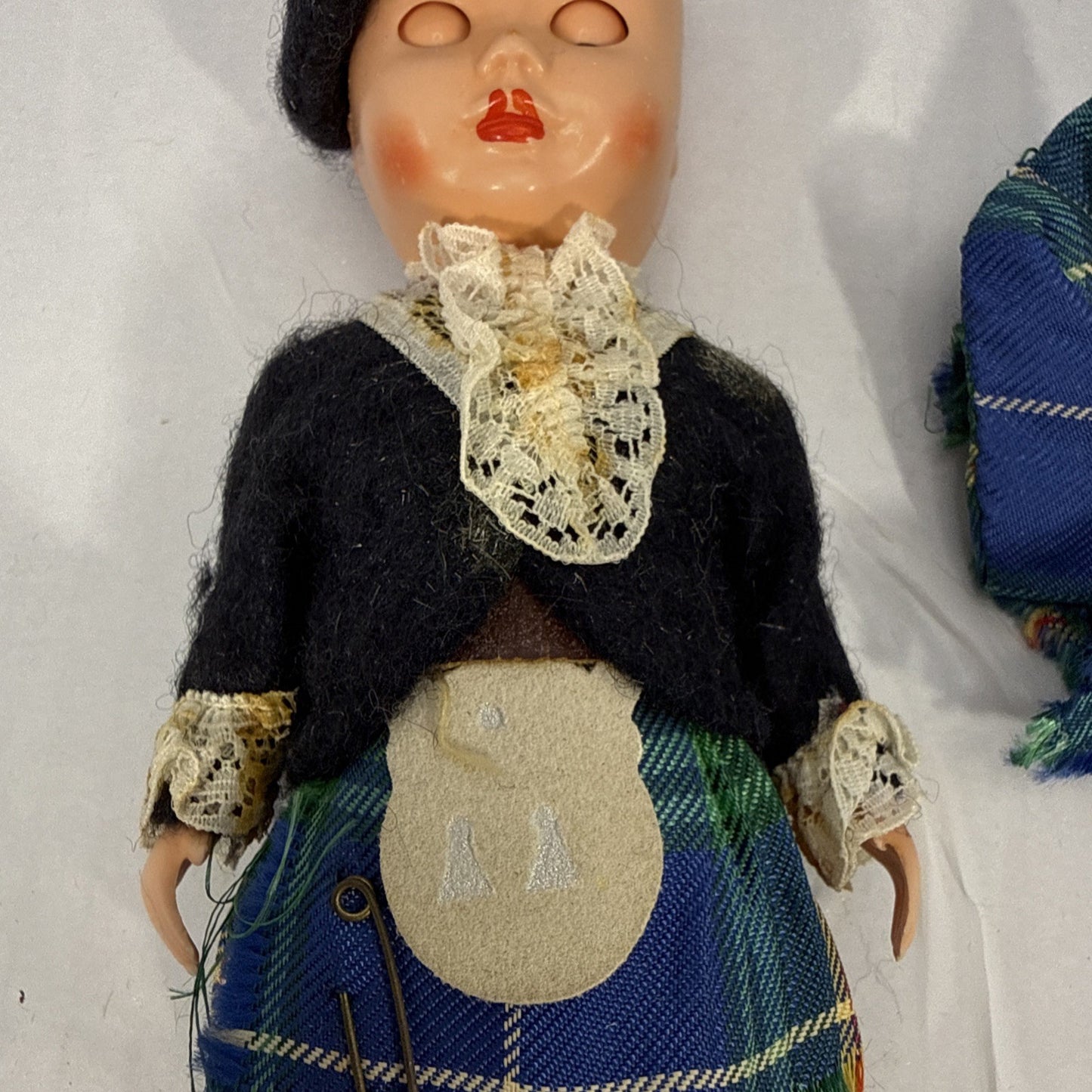 Vintage Scottish Boy Doll Sleep Eyes Kilt Movable Arms Souvenir Doll