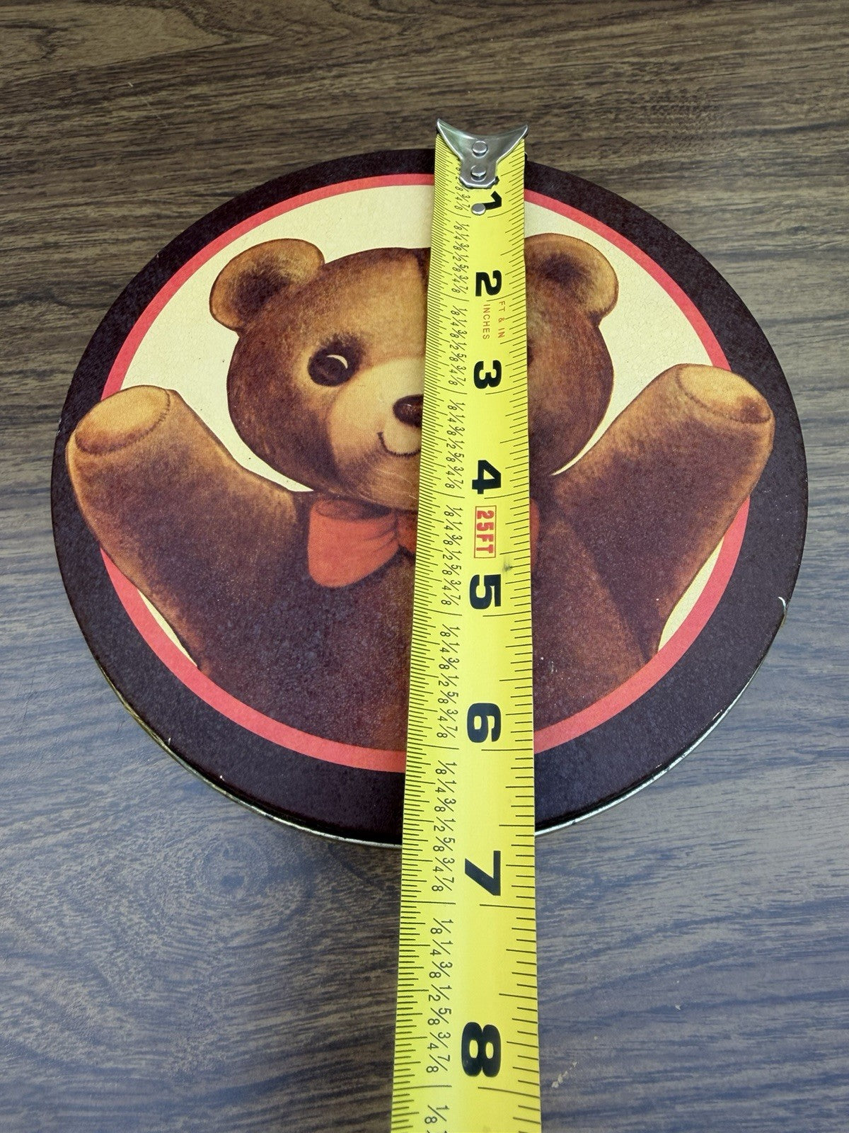 Vintage Teddy Bear Round Metal Tin Litho Cookie Biscuit Canister Dancing Bears