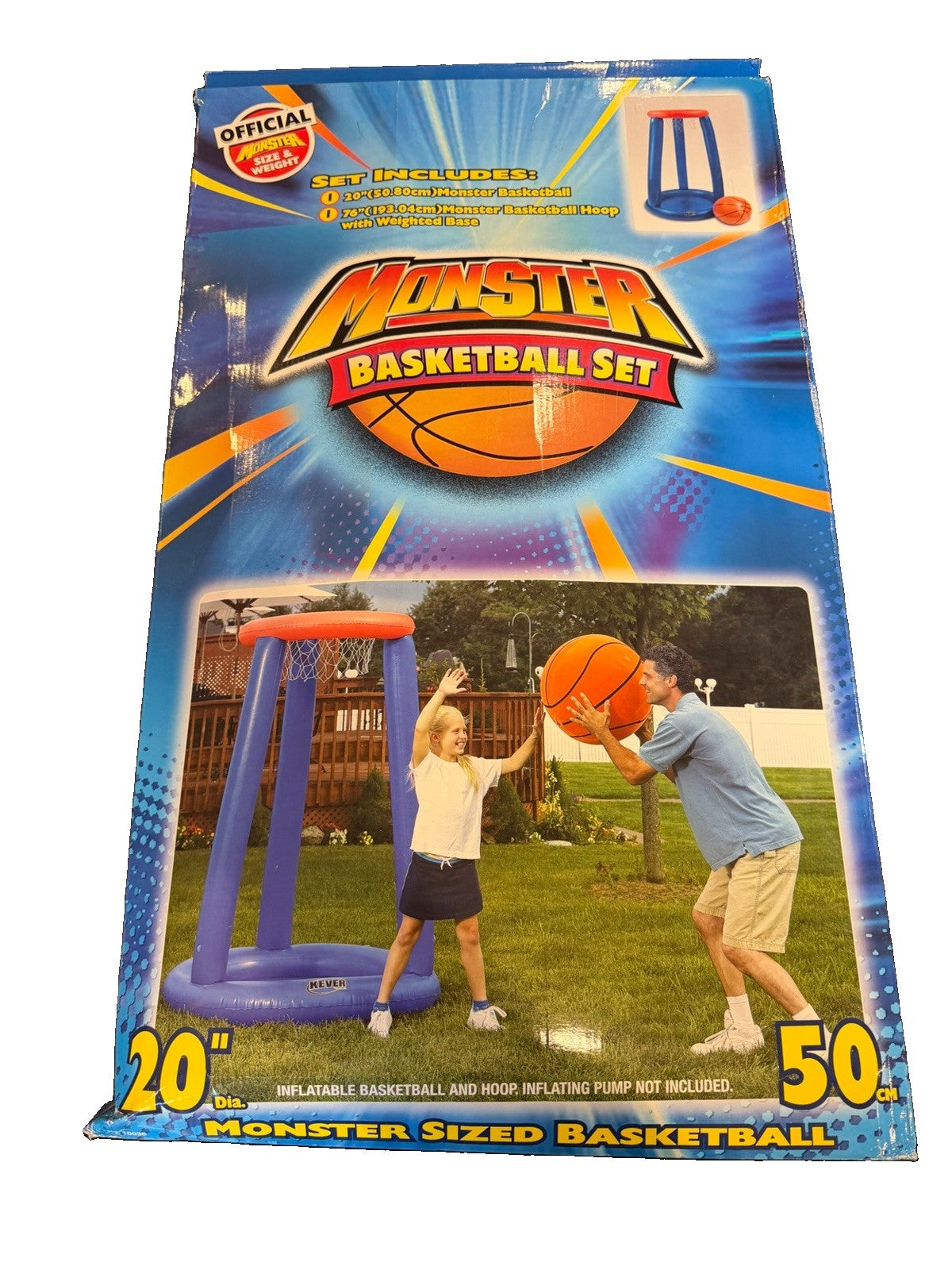 Monster Basketball Set Inflatable Hoop Oversized 20 Inch Ball Outdoor Game New