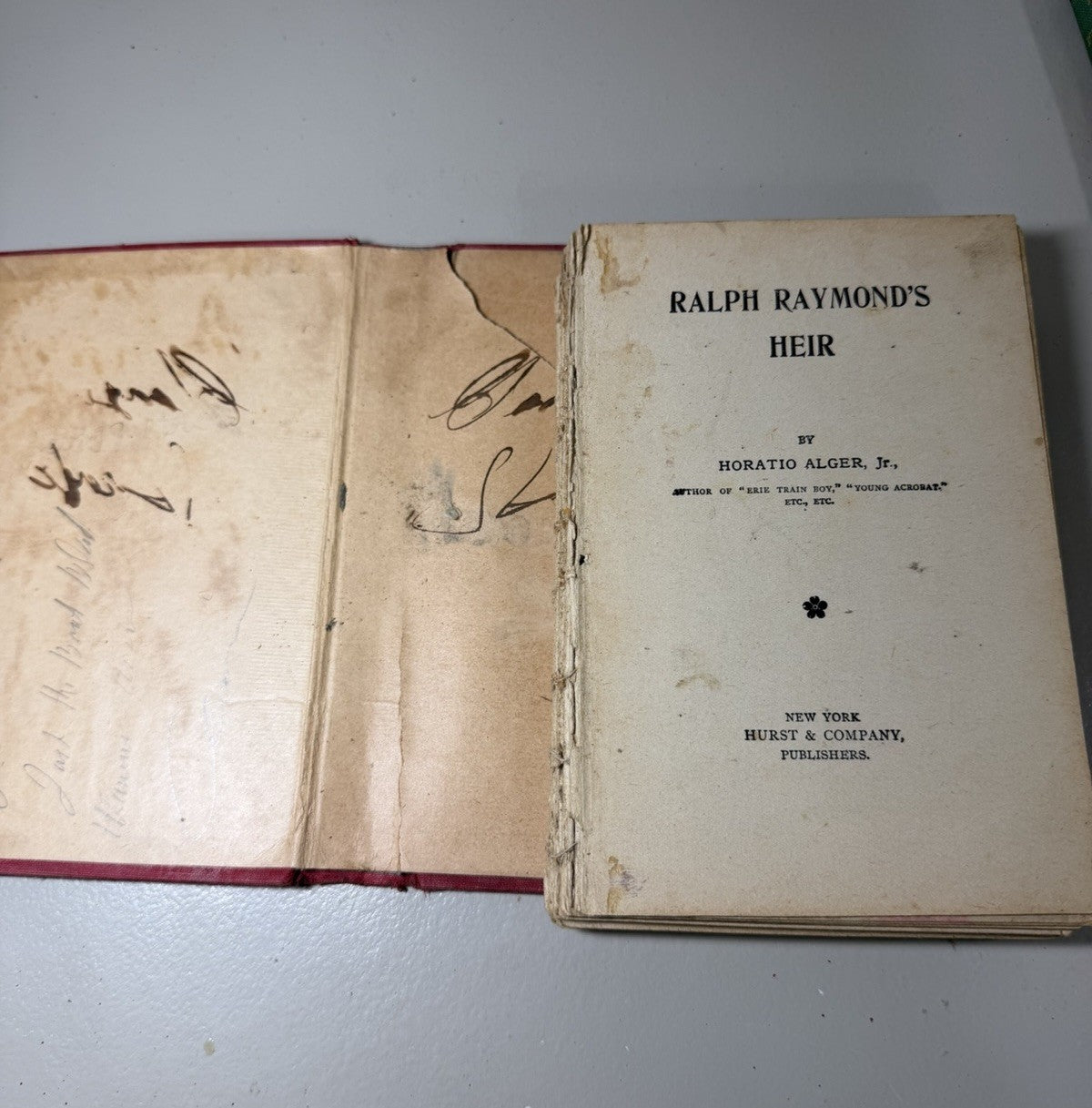 Vintage Horatio Alger Jr Books Lot 2 Ralph Raymonds Heir Phil The Fiddler HC