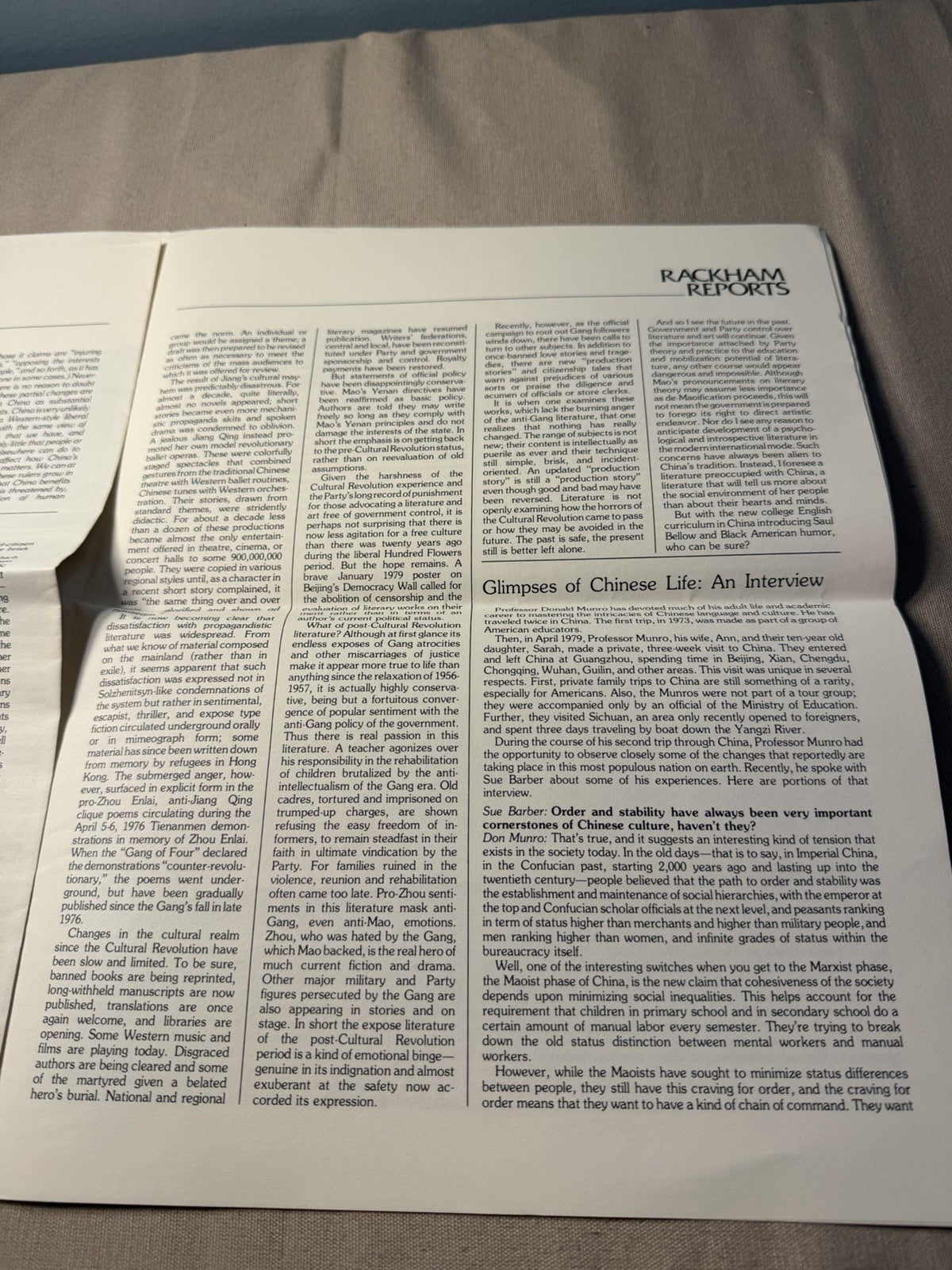 Vintage Rackham Reports Michigan Fall 1979 China Special Issue Magazine Journal
