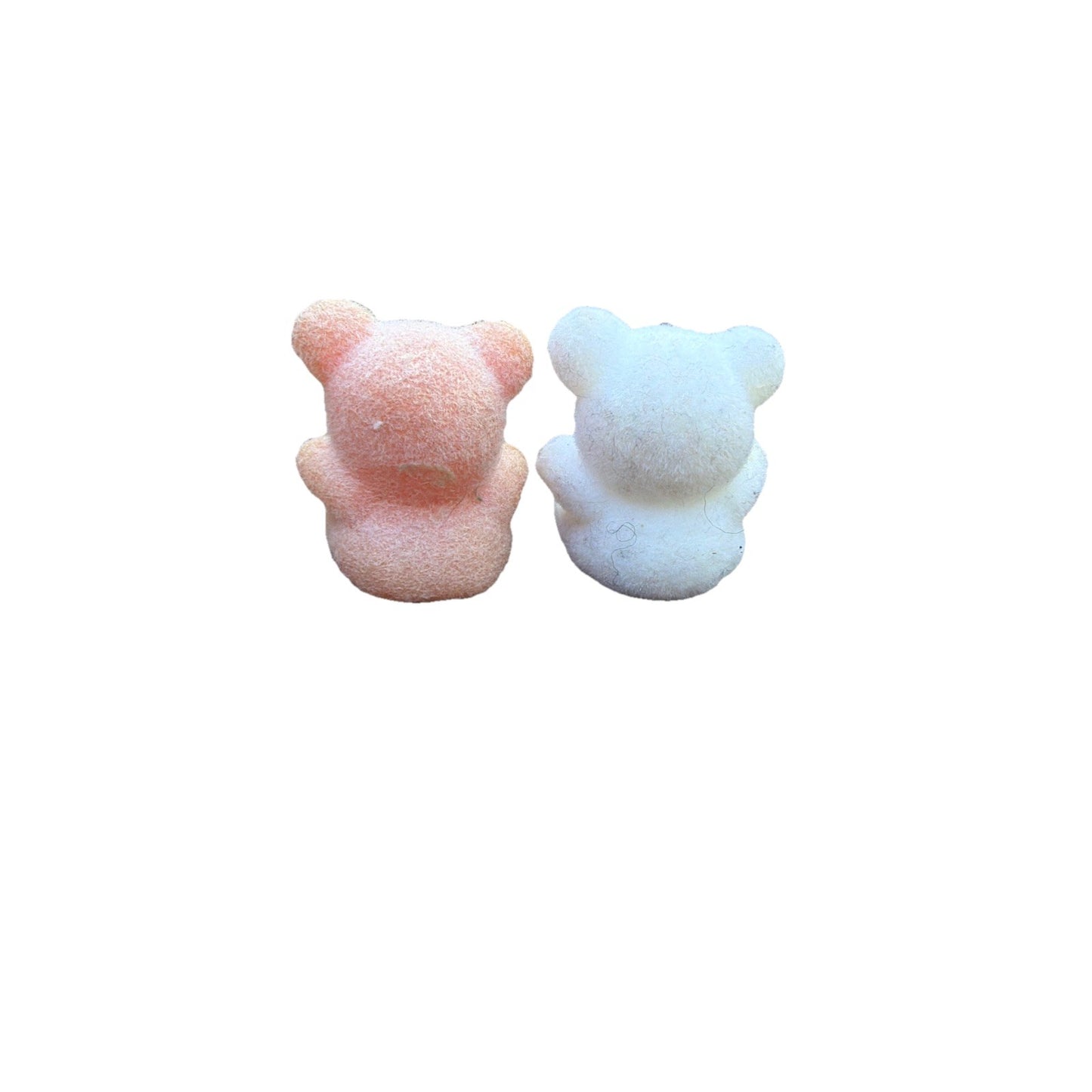 Vintage Lot of 2 Flocked Teddy Bear Dollhouse Miniatures 1:12 Scale Blue Pink