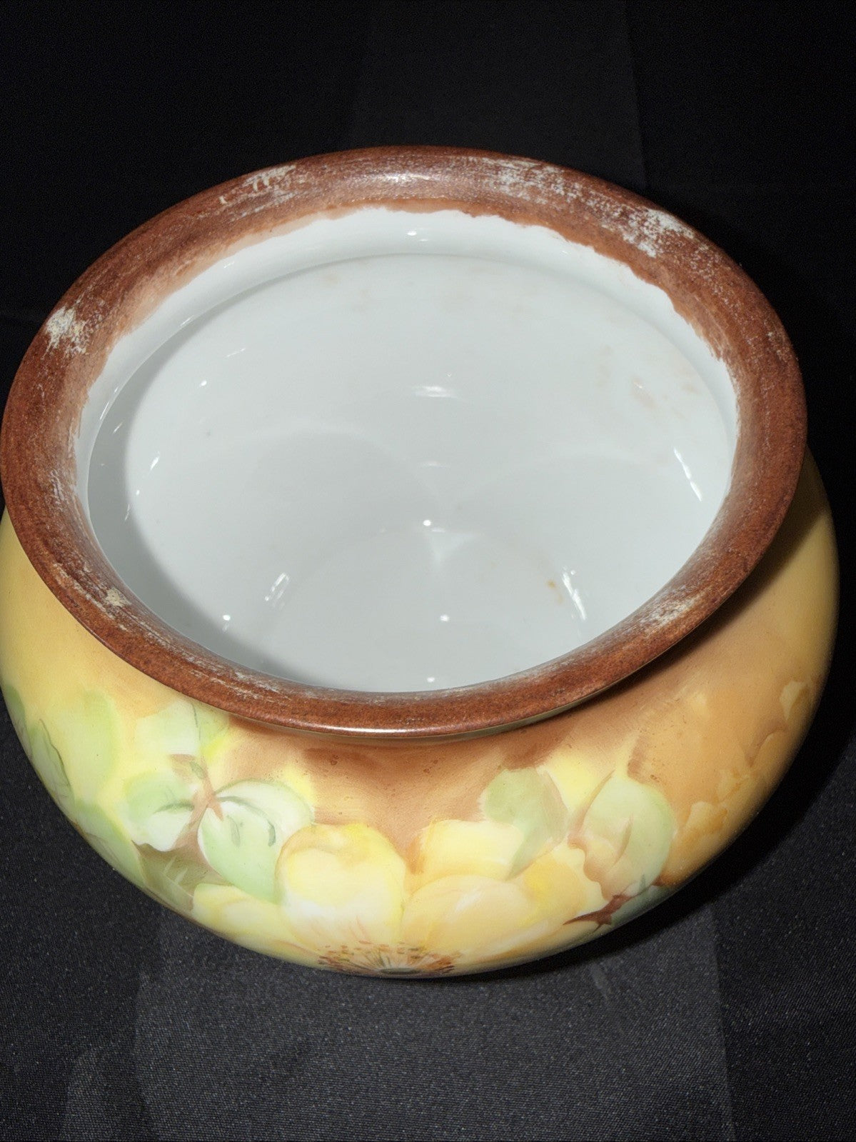 Antique Floral Austria Tobacco Humidor w/Pipe Finial on Lid 5.25x5.5