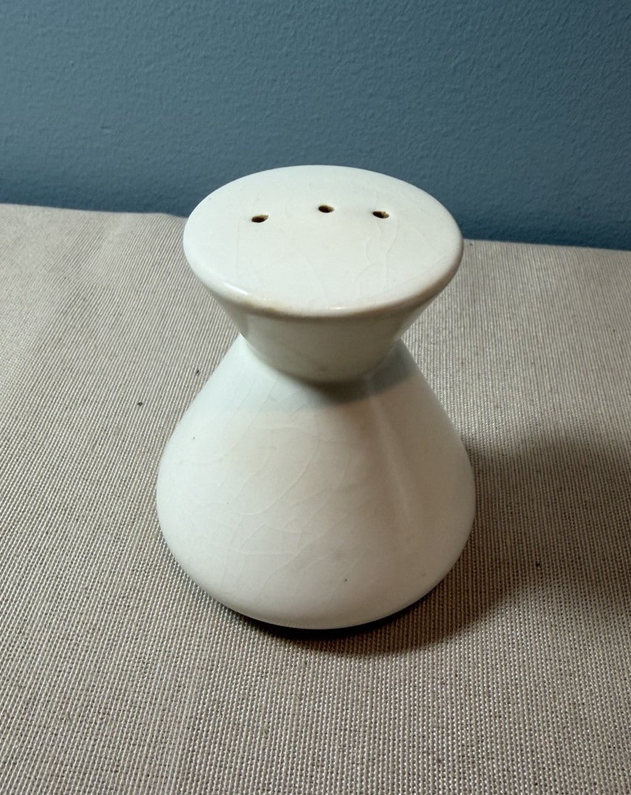 Vintage Ceramic Salt Pepper Shakers Cream White Blue Hand Painted Floral Pair 2