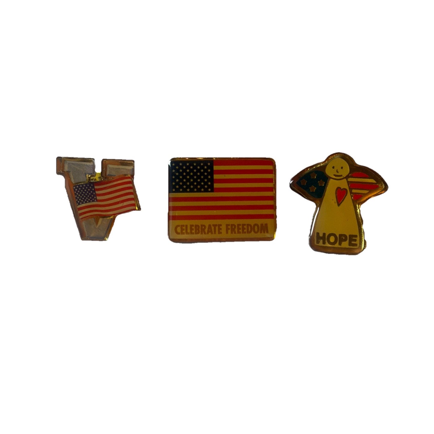Vintage Patriotic Lapel Pin Lot American Flag Keychain Liberty 2002 Victory Pin