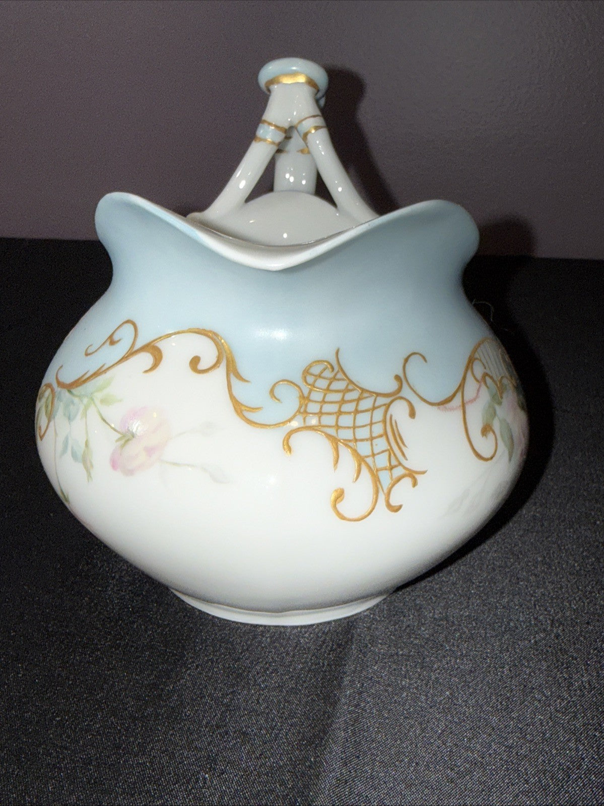 Antique Jean Pouyat Limoges France Hand Painted Creamer & Sugar Bowl Set Elegant