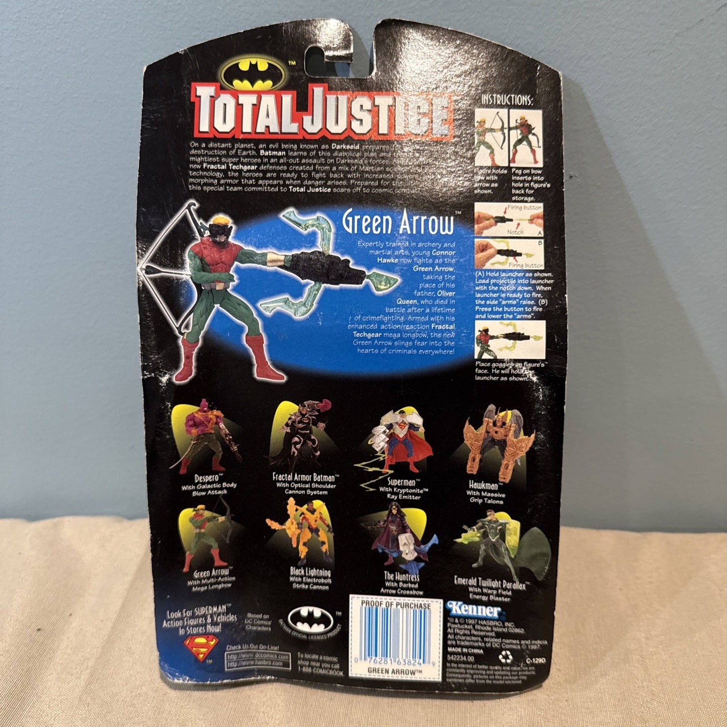 DC Comics Total Justice Green Arrow Figure Kenner Mega Longbow 1996 Sealed
