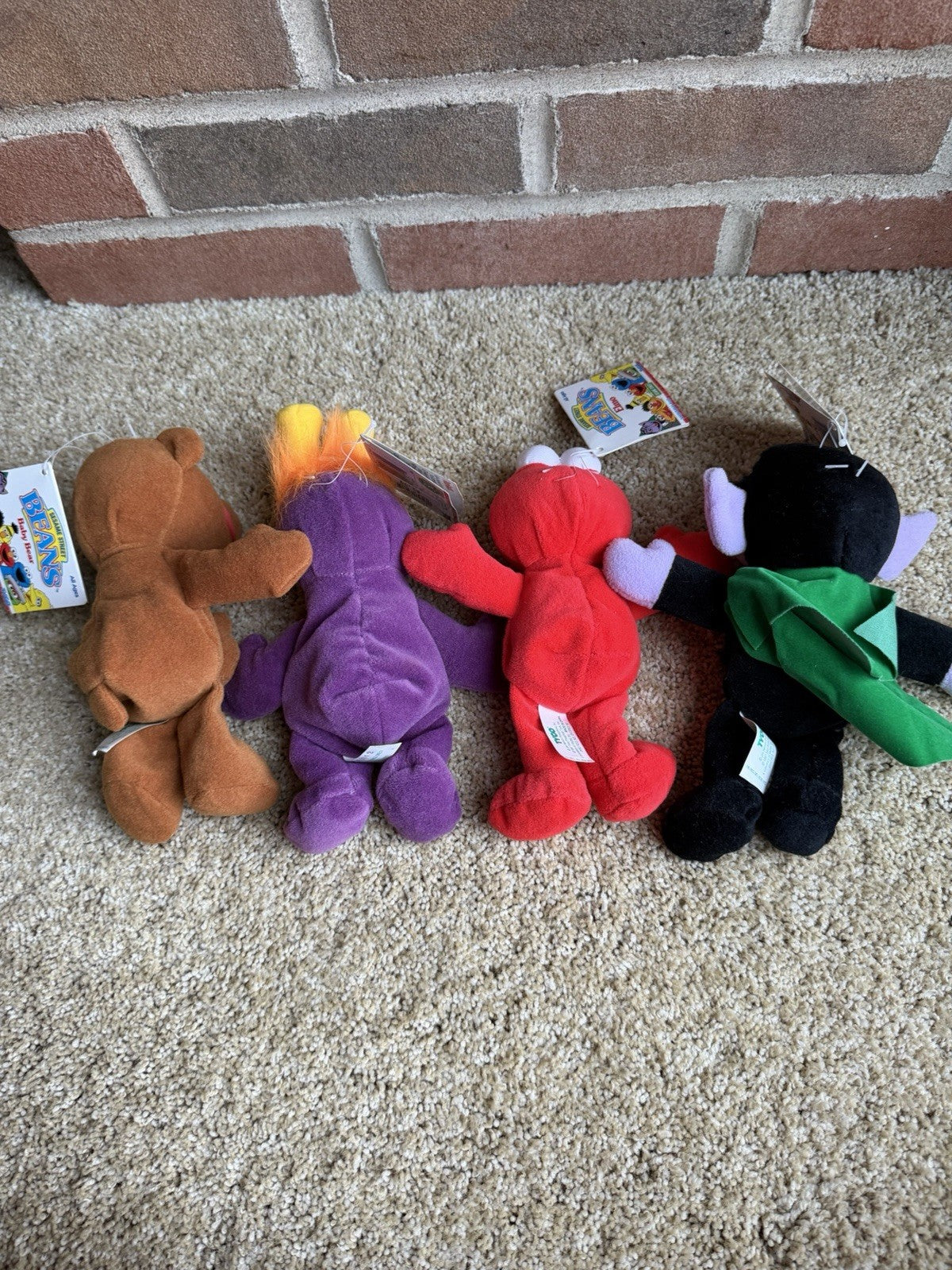 Vintage 1997 Sesame Street Beans Plush Lot 4 Elmo Count Baby Bear Tyco NWT