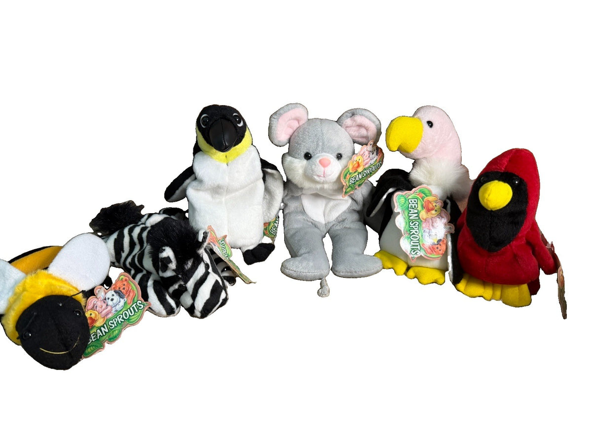 Vintage Gift Innovations Bean Sprouts Plush Lot 6 Animals With Tags 1990s