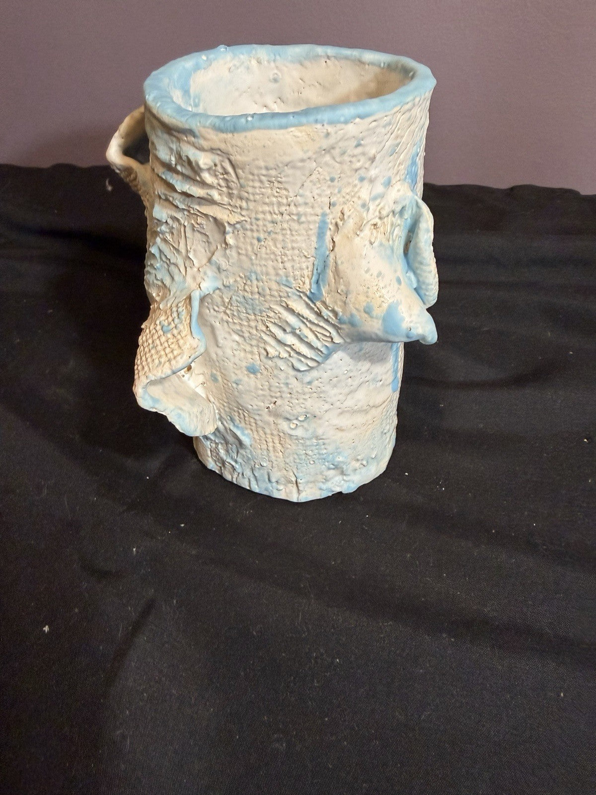 Handcrafted Ceramic Mugs Vases Set of 2 Blue Pink Decorative Cups 5"