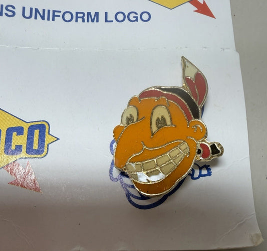 Vintage Cleveland Indians 1940s Uniform Logo Sunoco Lapel Pin With Backer Card