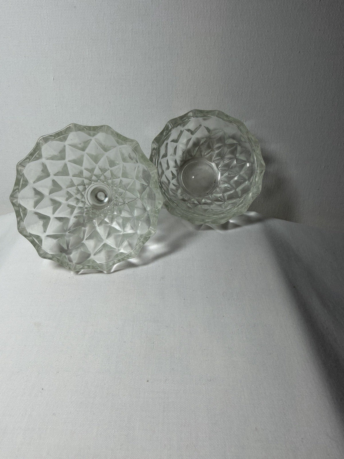 Vintage Italian Pear Crystal Glass Trinket Box Diamond Cut Italy 4”