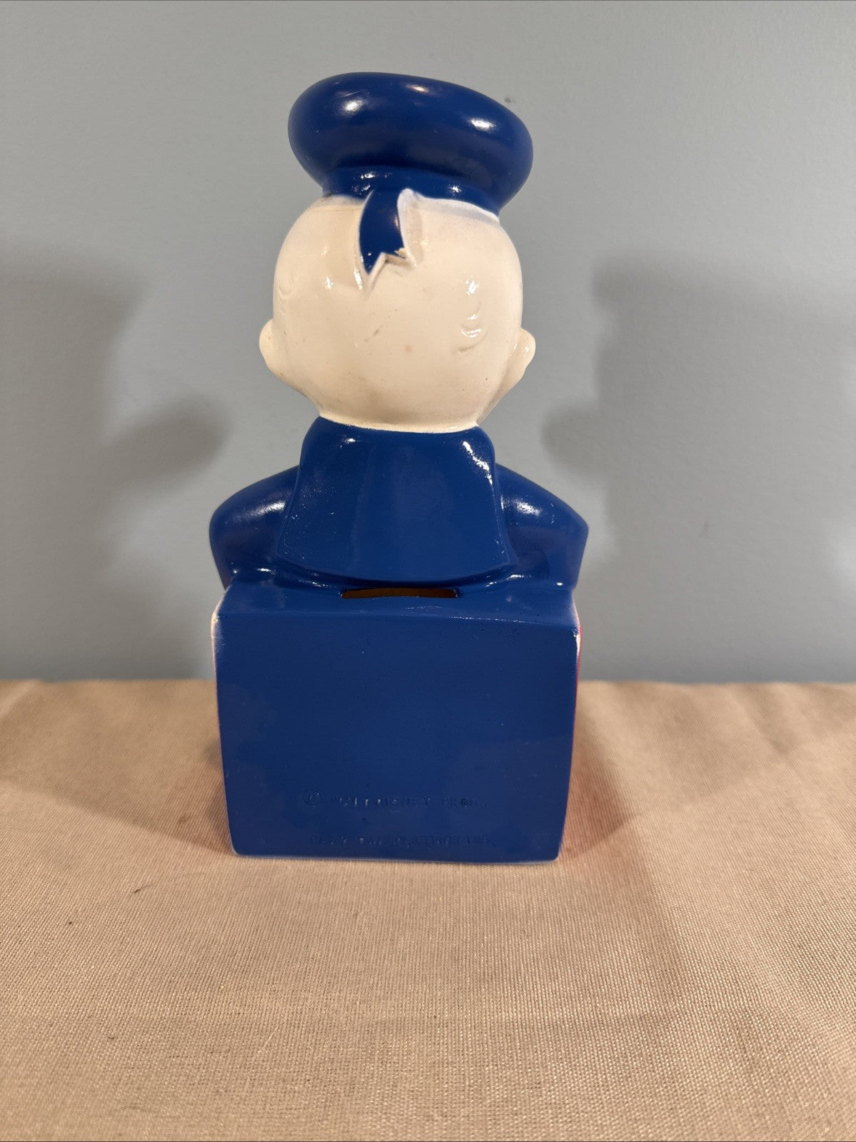 Disney Donald Duck Piggy Bank Vintage Plastic No Plug 8"