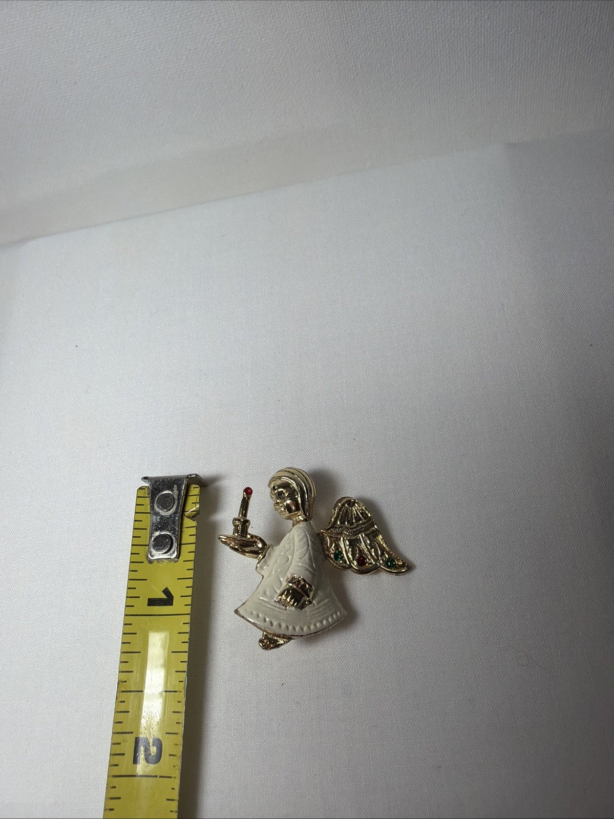 BJ Beatrix Angel Brooch Enamel Alter Boy Candle Pin Vintage Rare 1-1.4"