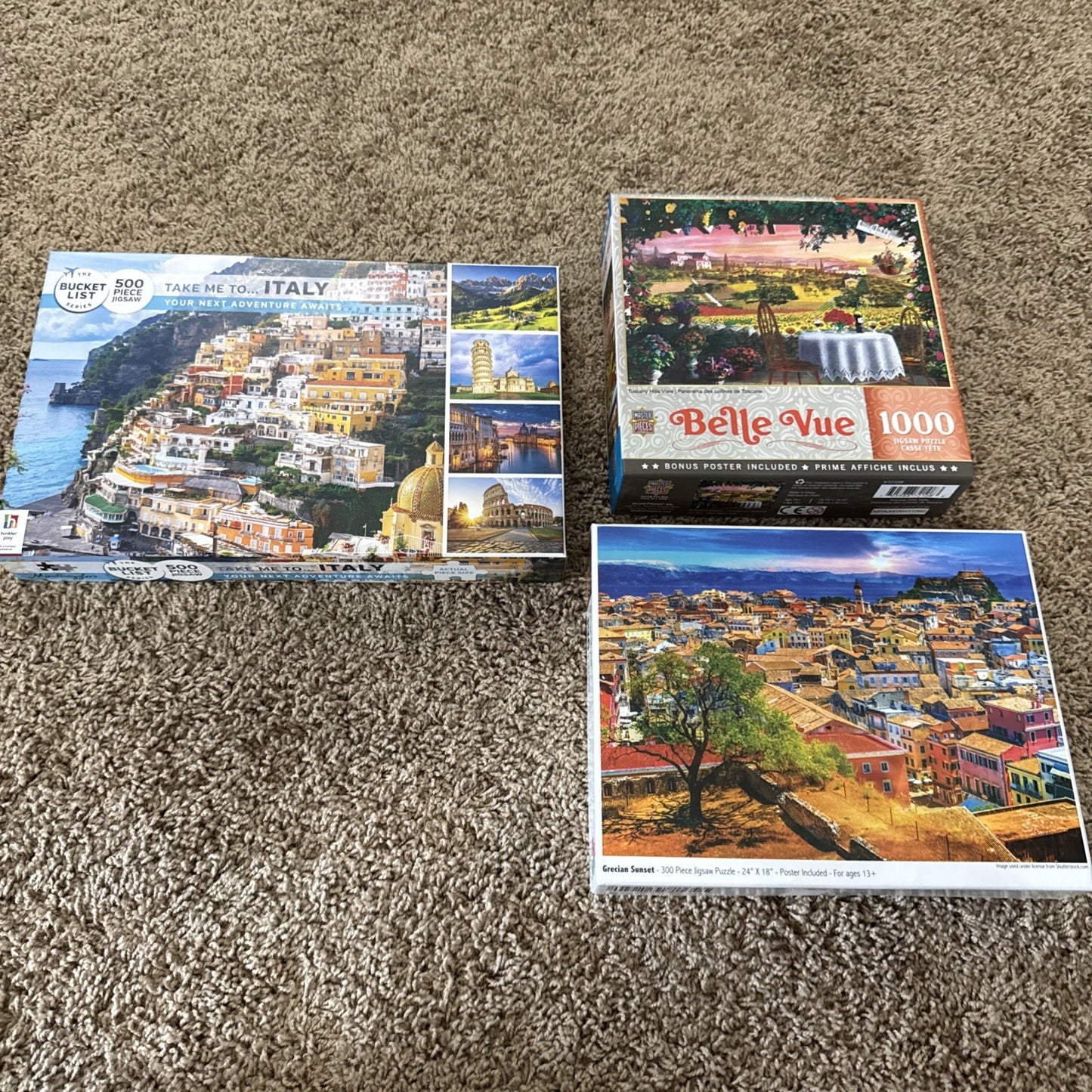Lot Of 3 Mediterranean Scenes Take Me To Italy Belle Vue (new) Grecian Sunset