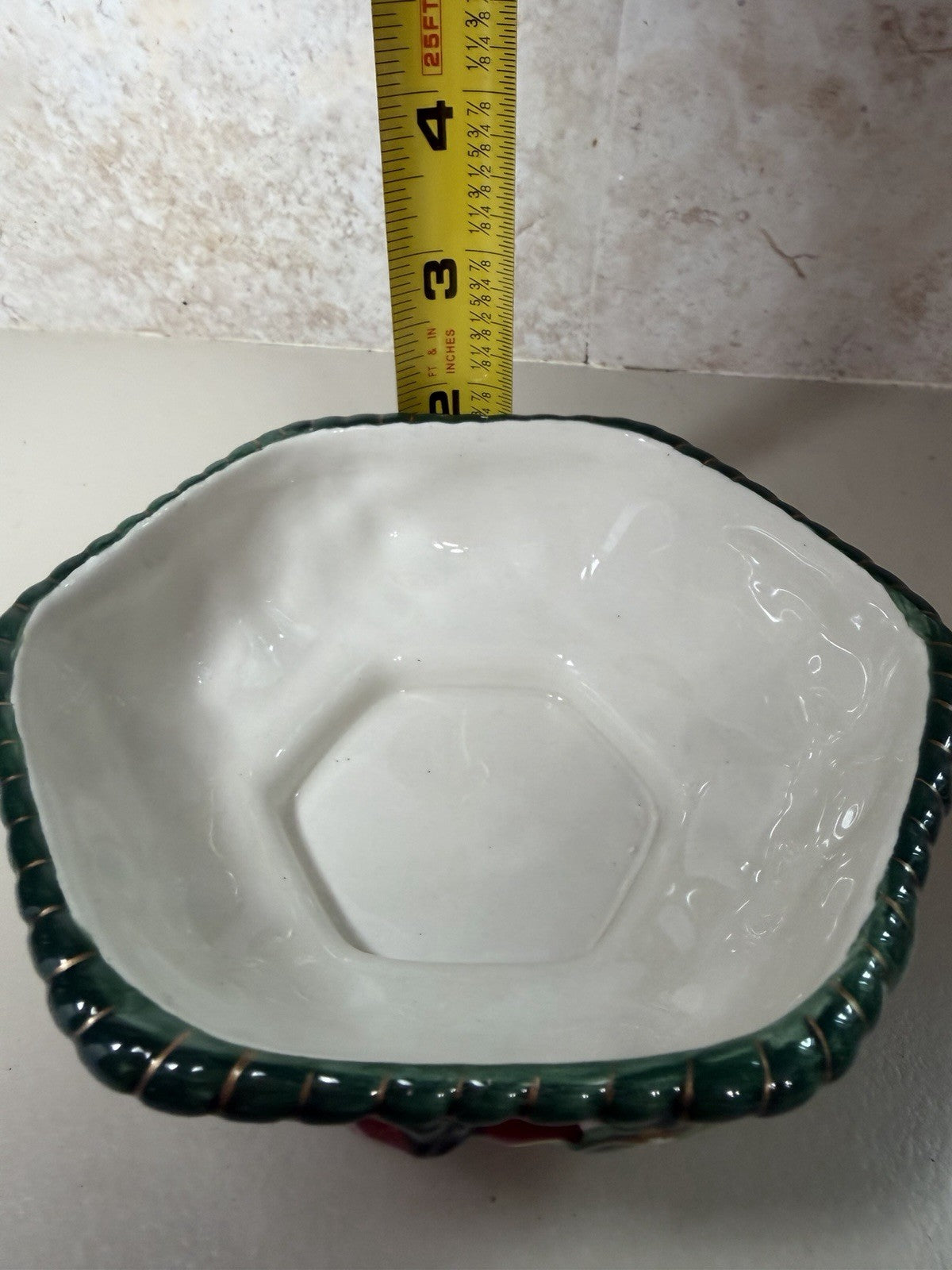 Vintage Fitz Floyd Ceramic Fruit Bowl Hand Painted Raised 3D Design Centerpiece